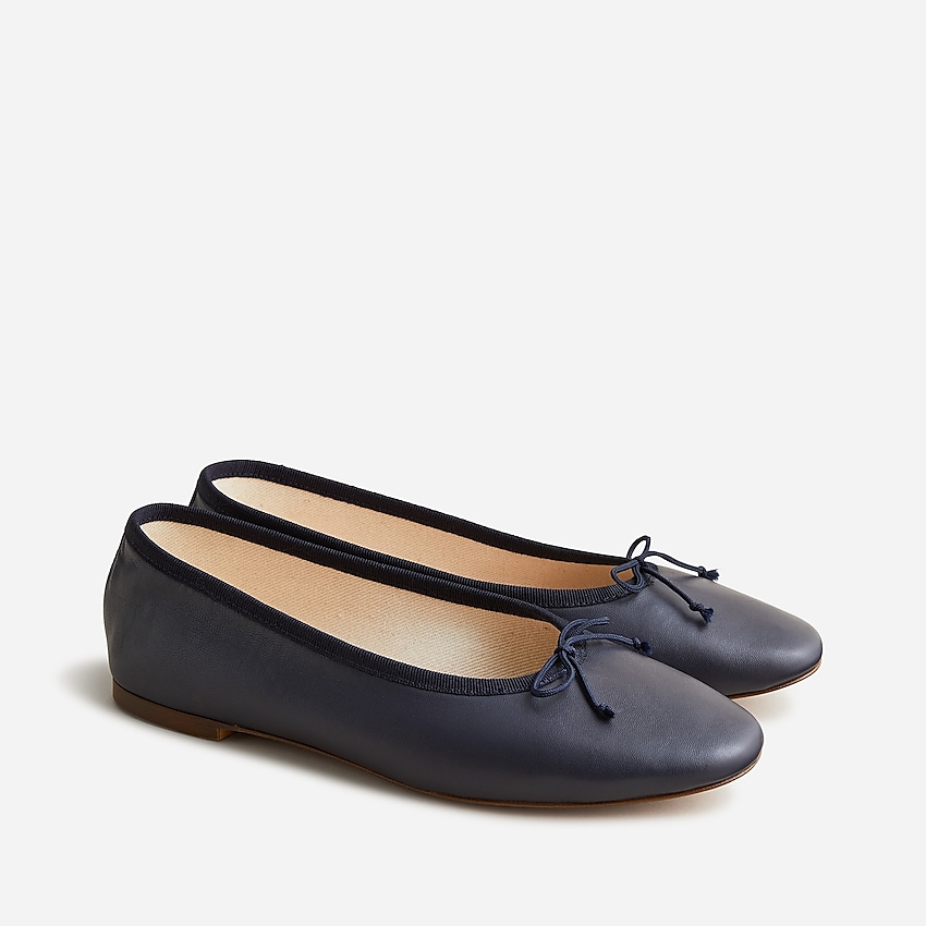 j.crew: zoe ballet flats in leather for women, right side, view zoomed