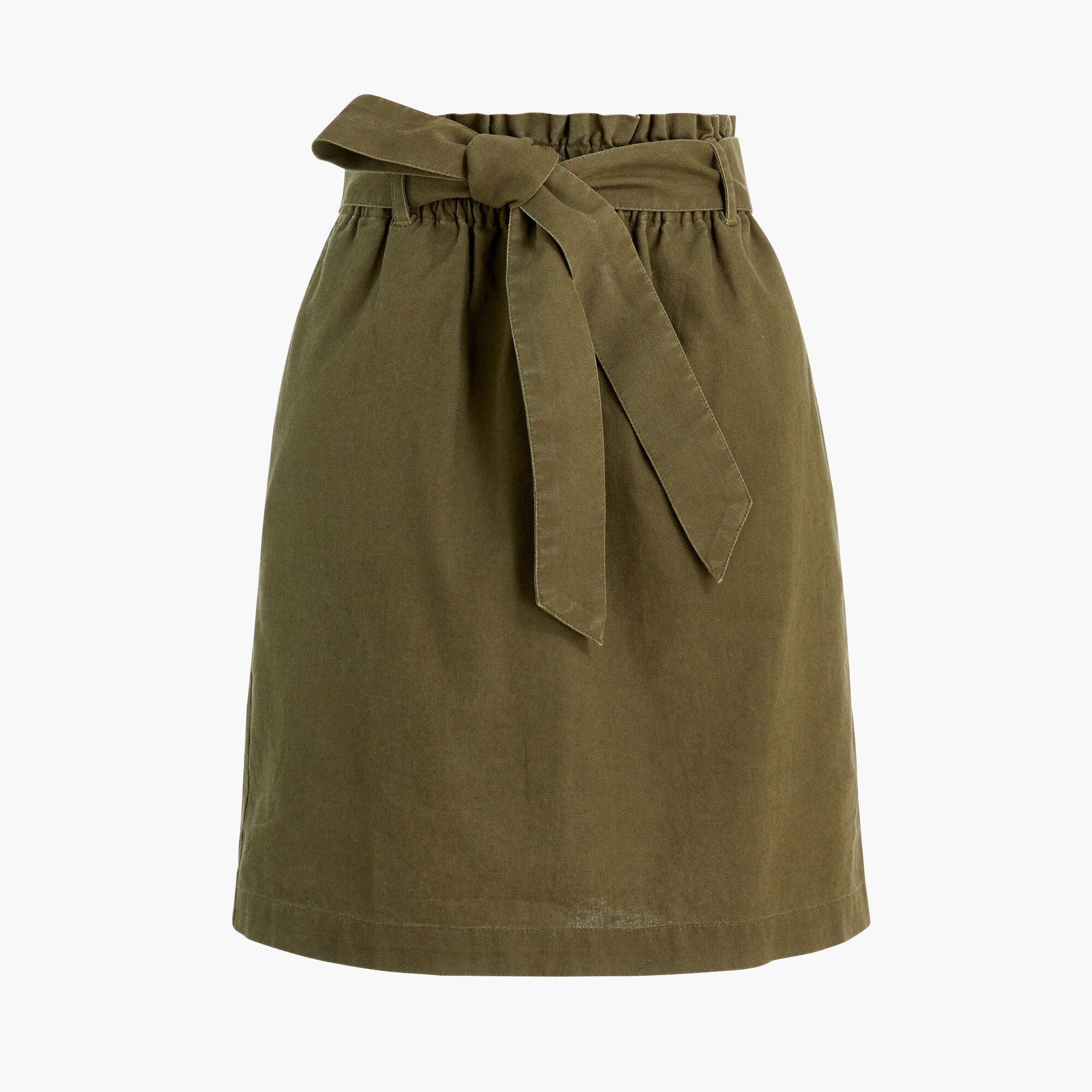 Linen-cotton paper-bag mini skirt