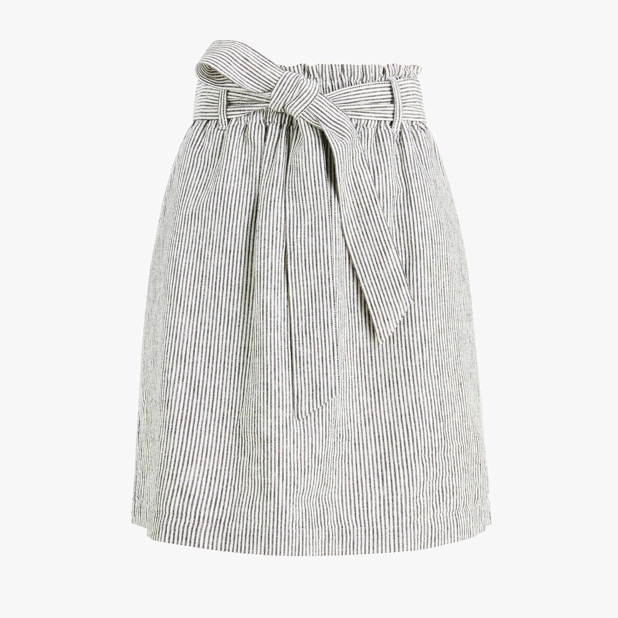 Linen-cotton paper-bag mini skirt