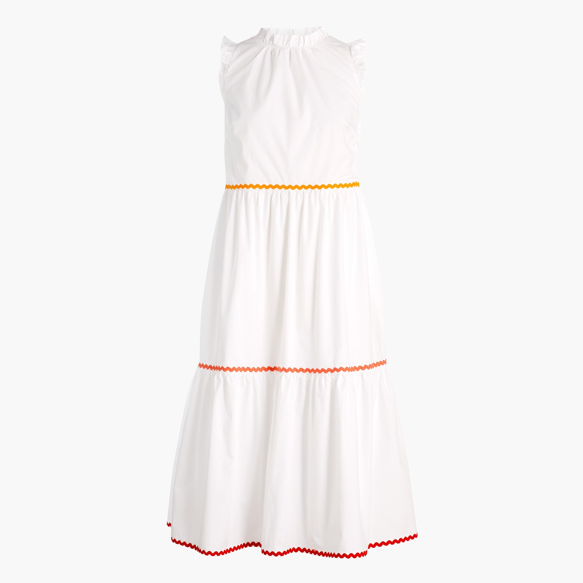 tiered midi ruffle dress with rickrack trim for women
