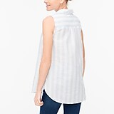 Striped linen-cotton sleeveless popover tunic top
