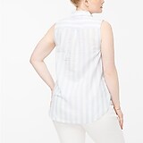 Striped linen-cotton sleeveless popover tunic top