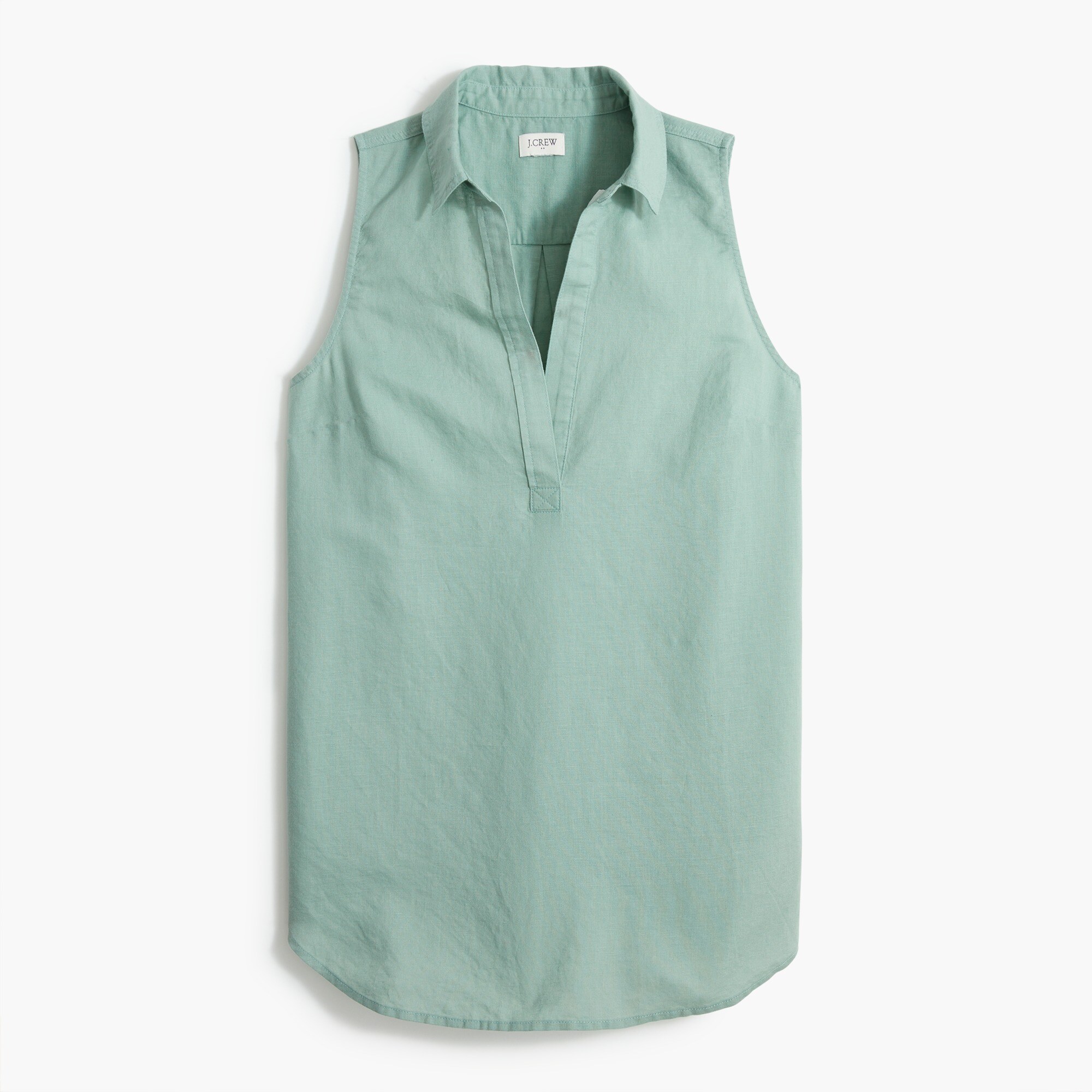 linen-cotton sleeveless popover tunic top for women