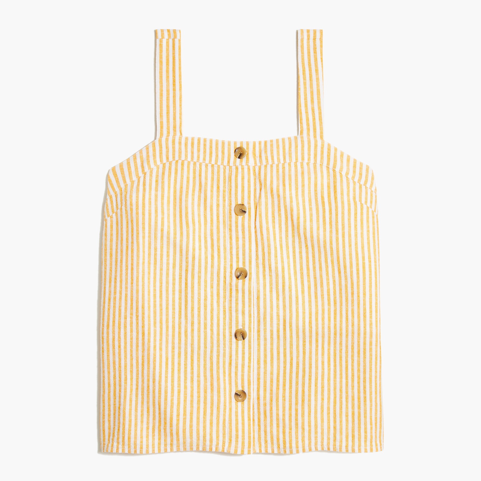 Striped linen-blend button-front tank top