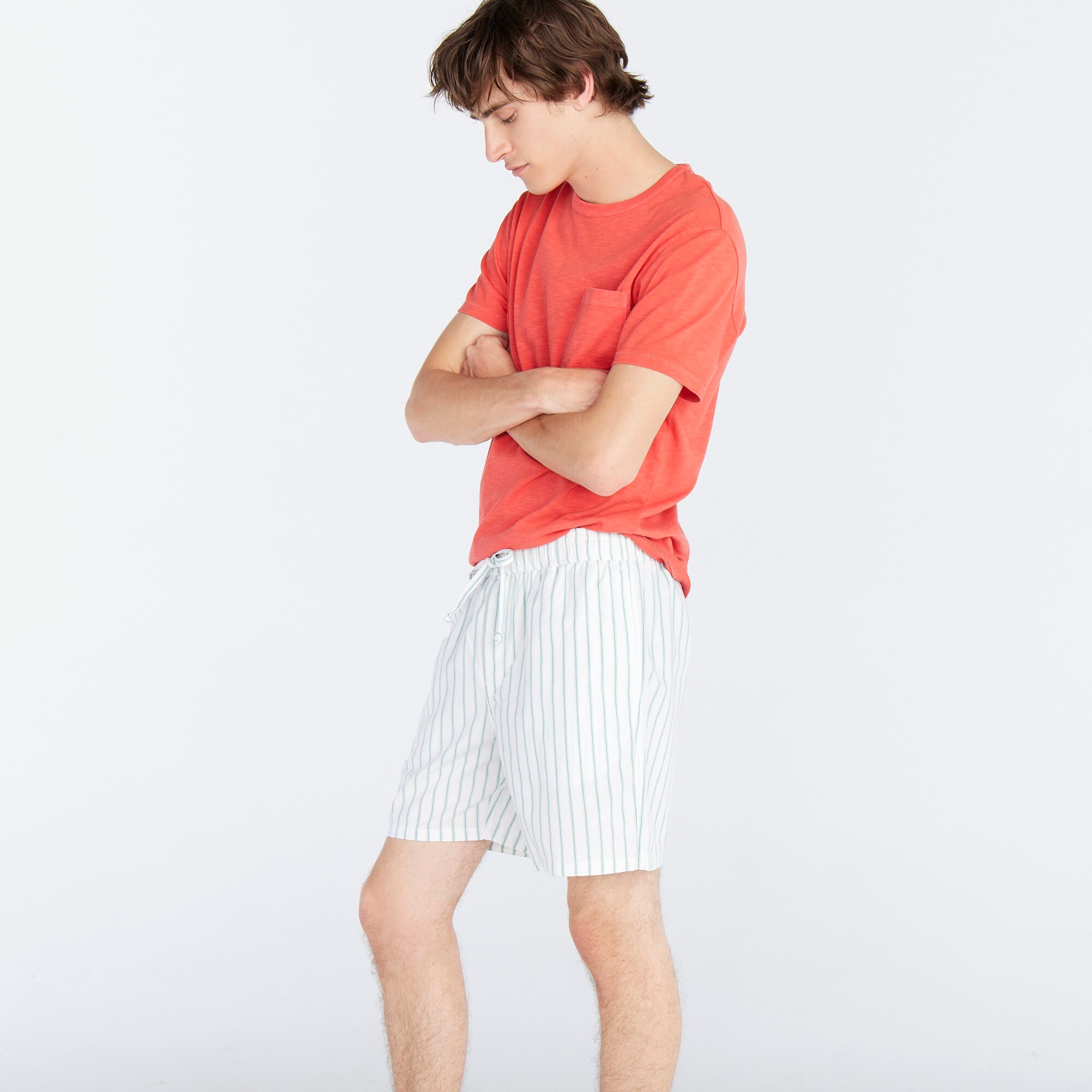 mens 7" pajama short in Broken-in organic cotton oxford