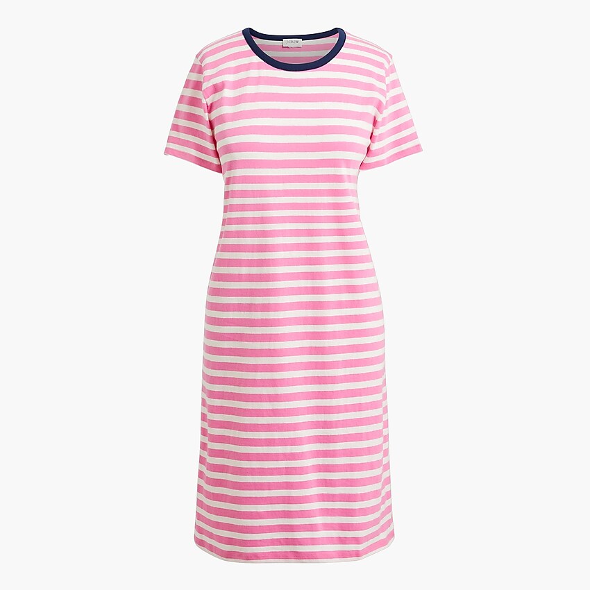factory: short-sleeve striped t-shirt dress for women, right side, view zoomed