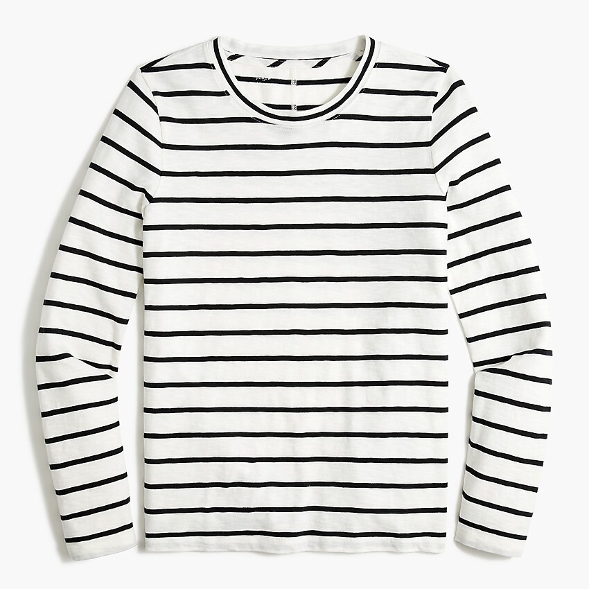 factory: striped long-sleeve girlfriend tee for women, right side, view zoomed