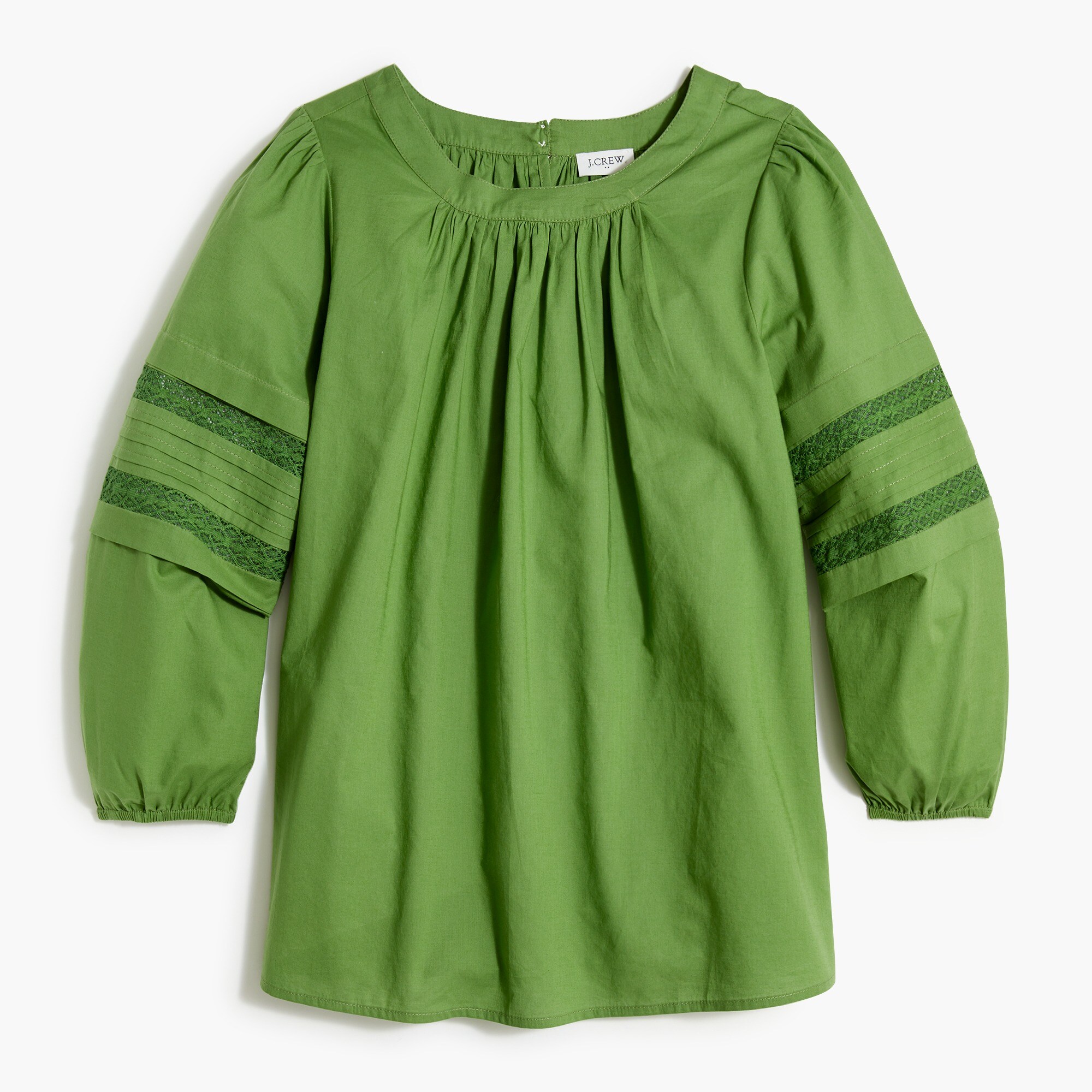 Puff-sleeve pintuck top