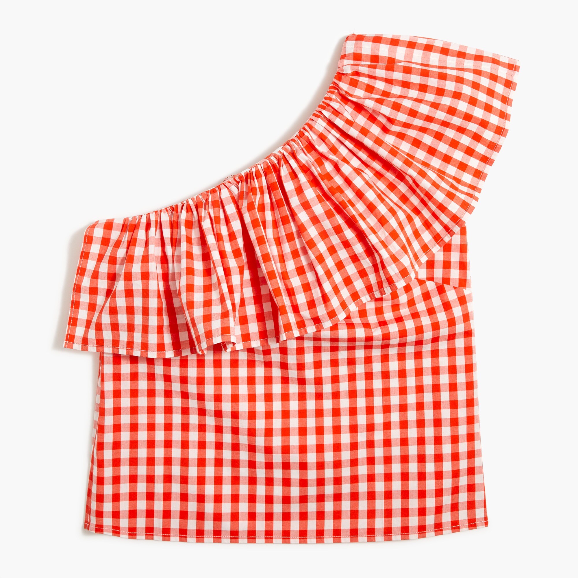 Cotton poplin ruffle-shoulder top