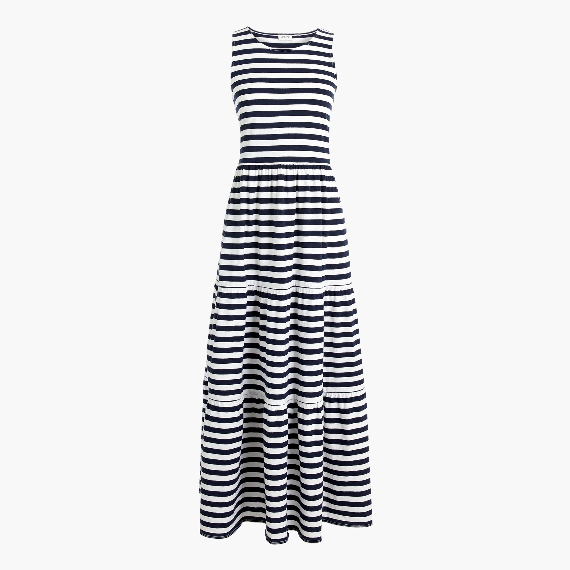 striped tiered knit maxi dress for women
