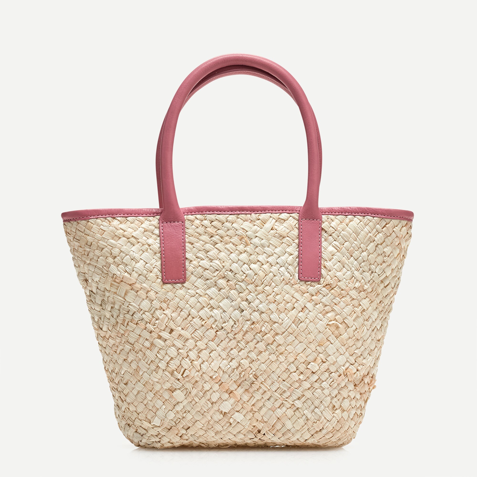 Woven tote with leather trim
