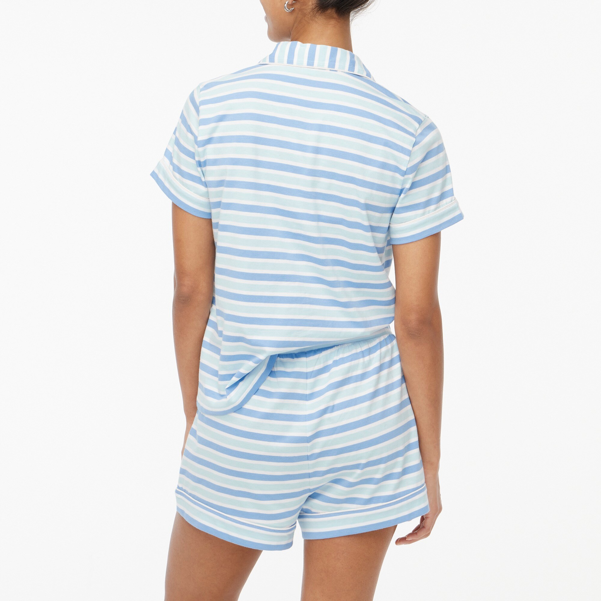 Striped short-sleeve knit pajama set