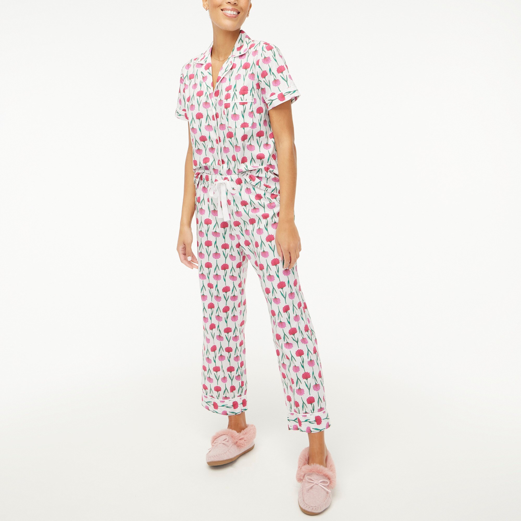 factory: short-sleeve pajama set with cropped pant for women, right side, view zoomed