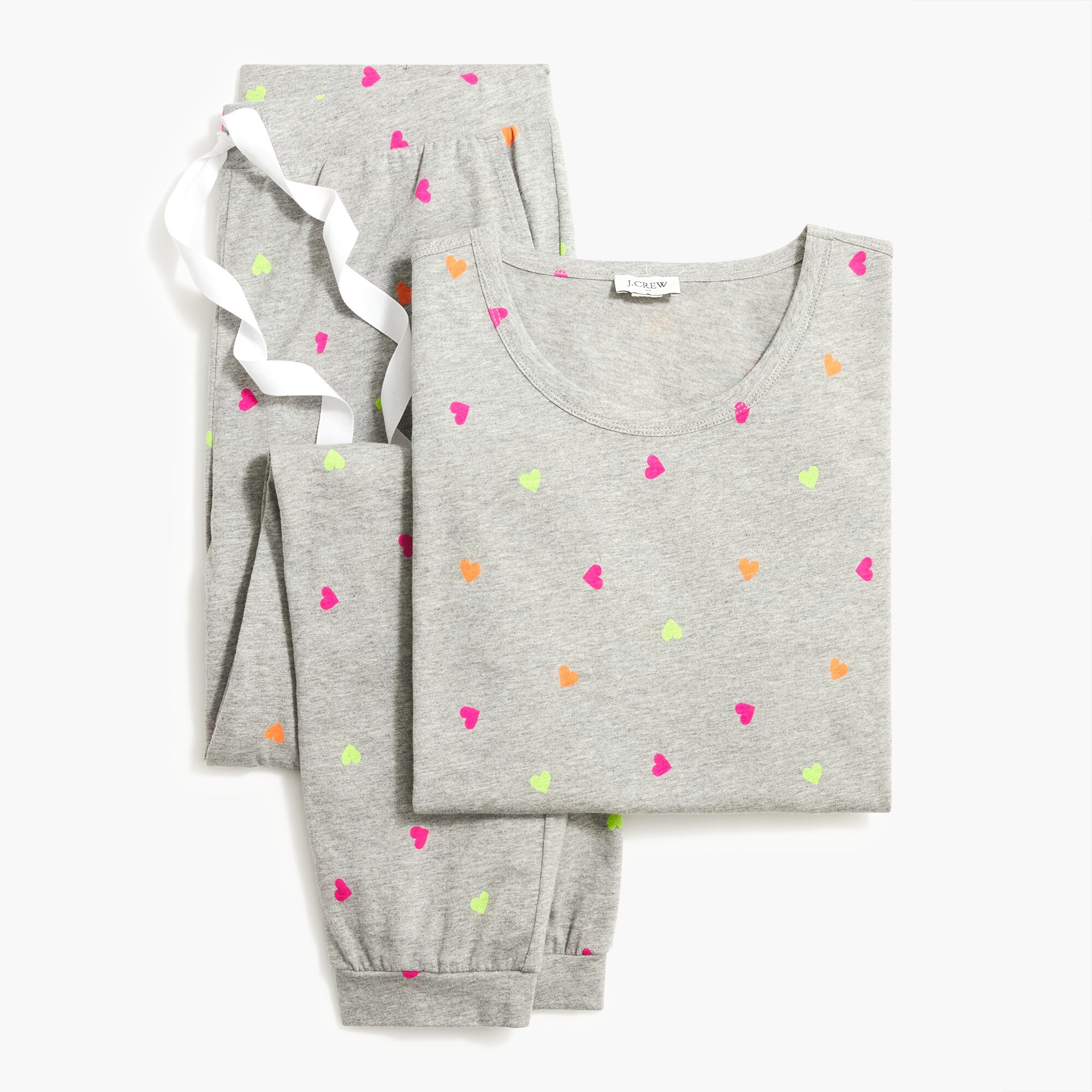 printed short-sleeve knit pajama set with jogger for women