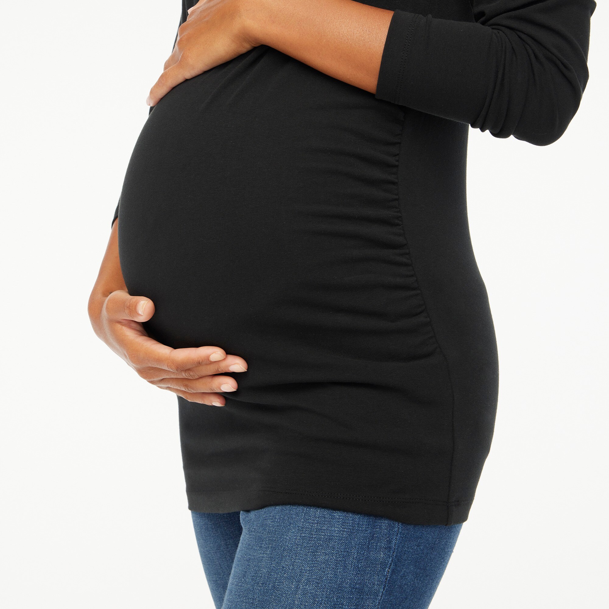 Long-sleeve crewneck maternity tee