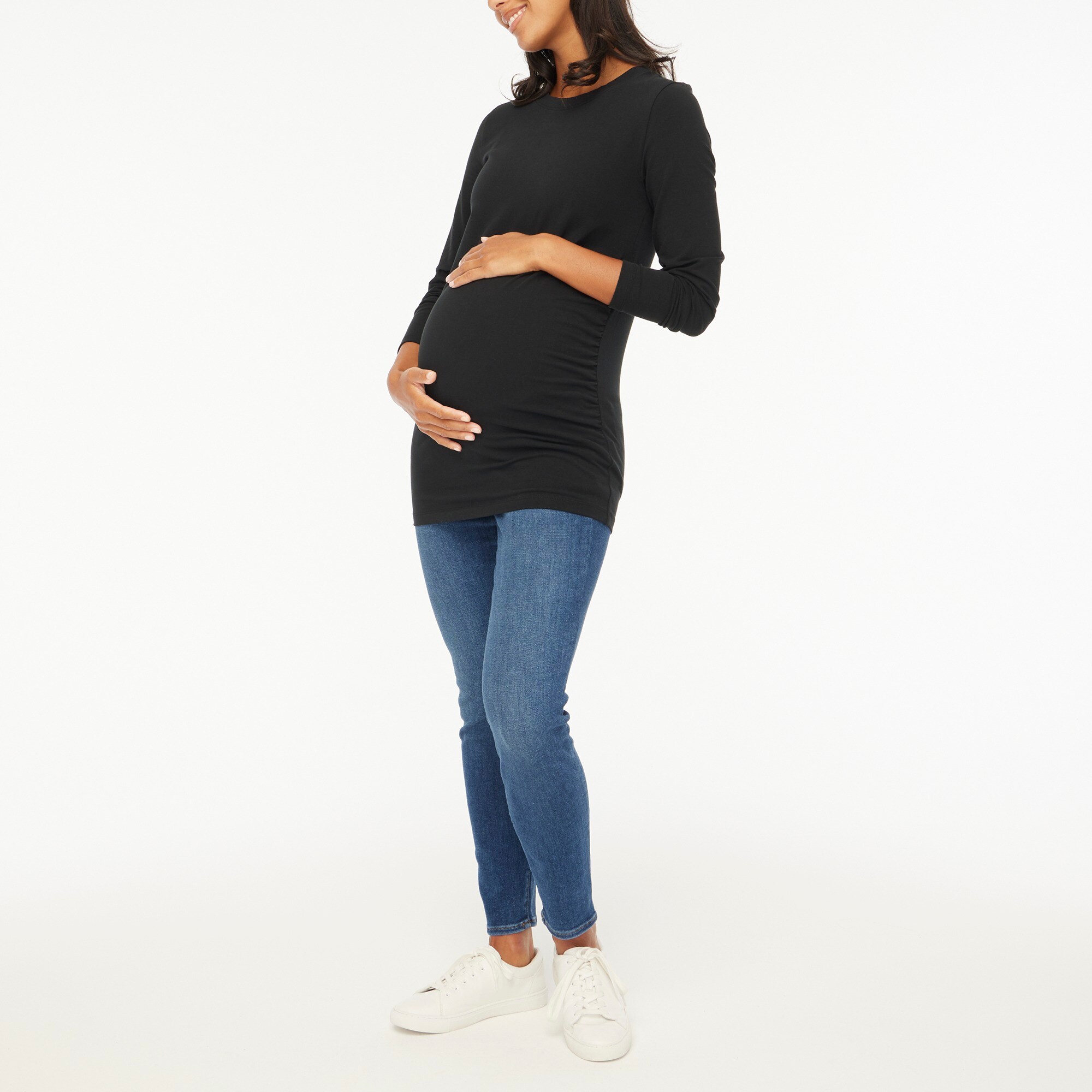 Long-sleeve crewneck maternity tee