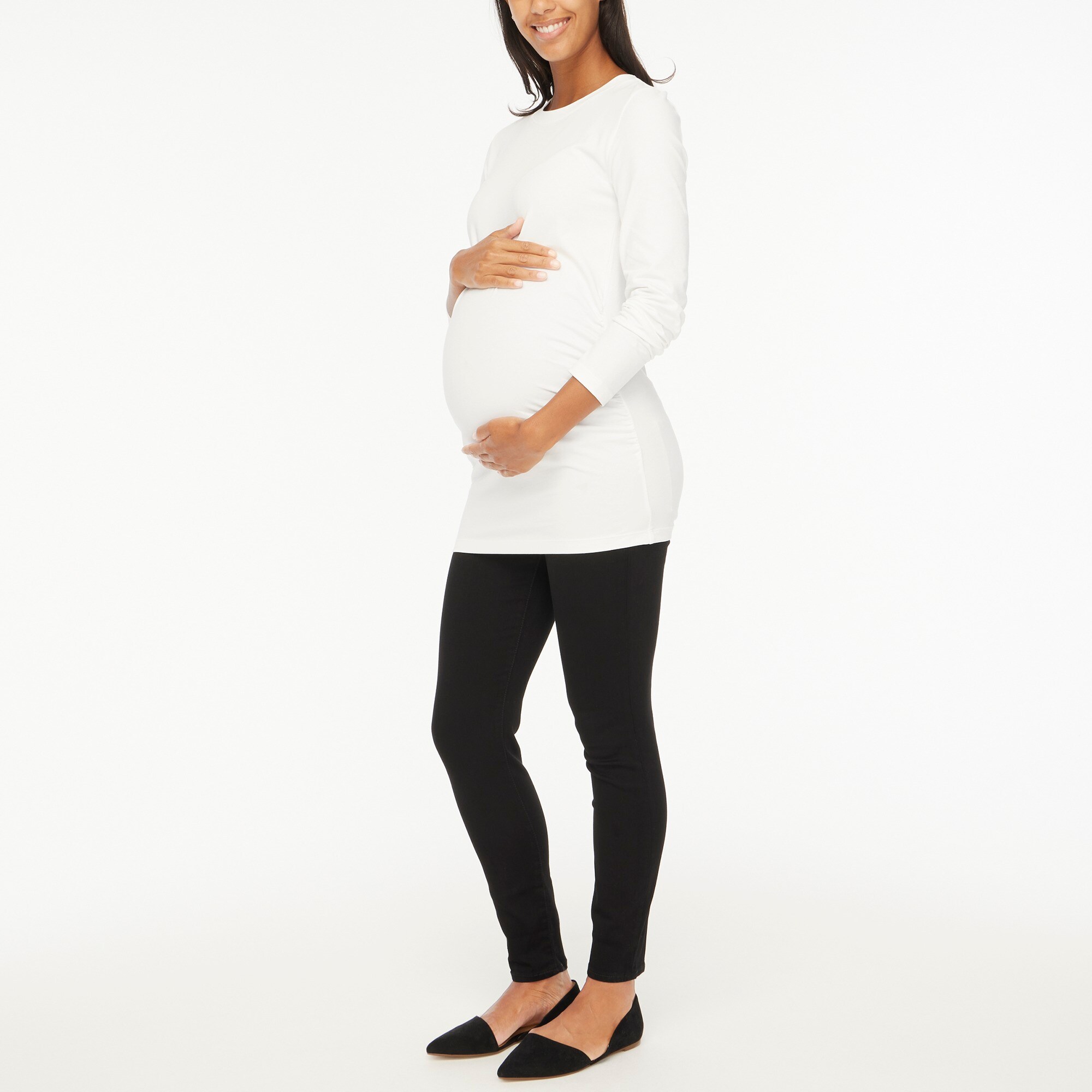Long-sleeve crewneck maternity tee