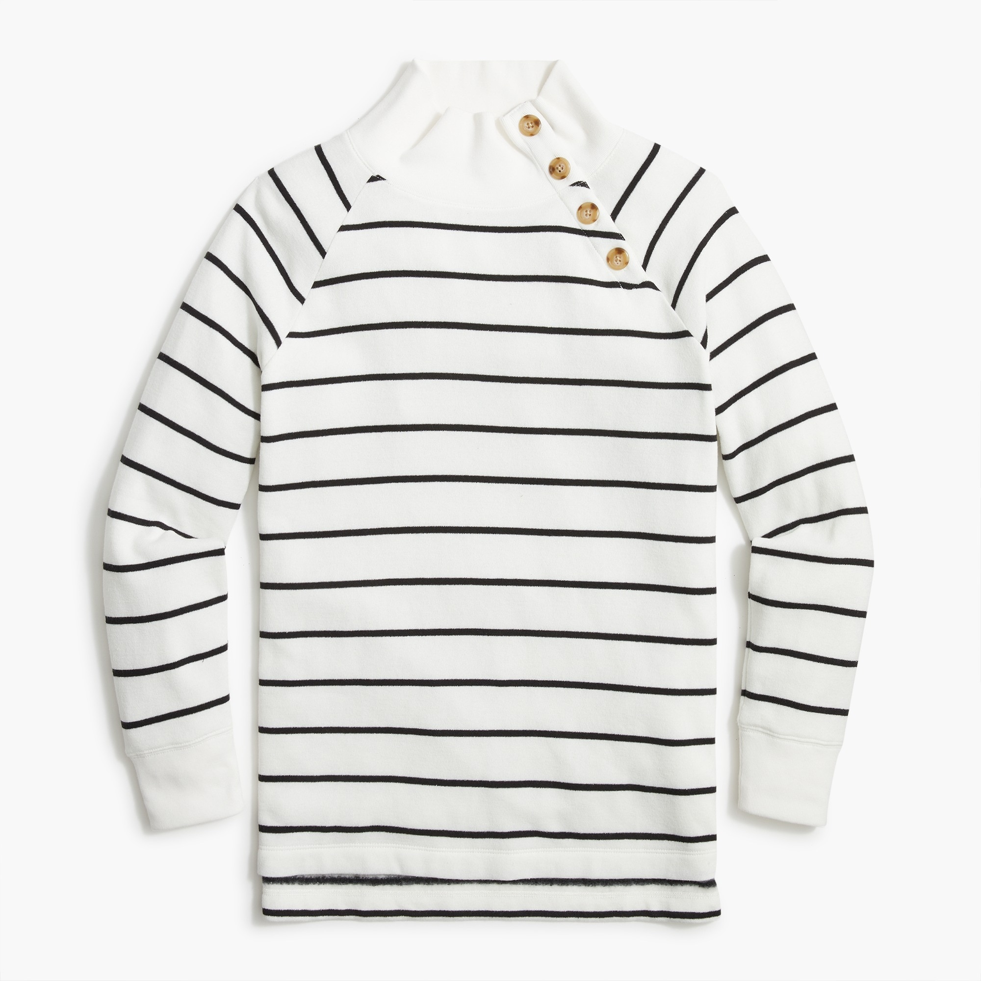Striped Wide Button-collar Tunic In Cloudspun Fleece For  - Factory