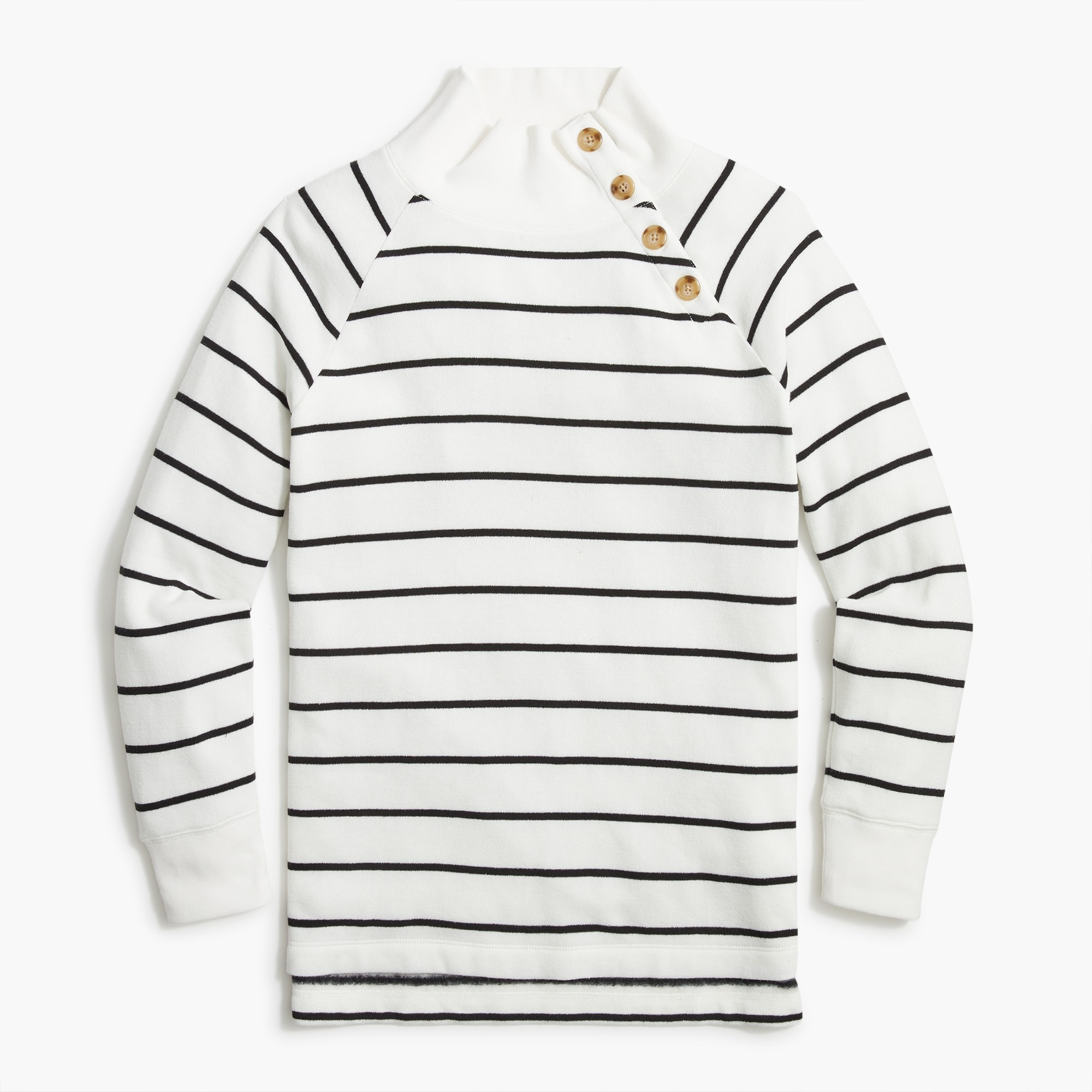 Factory Striped Wide Button collar Tunic In Cloudspun Fleece For Women