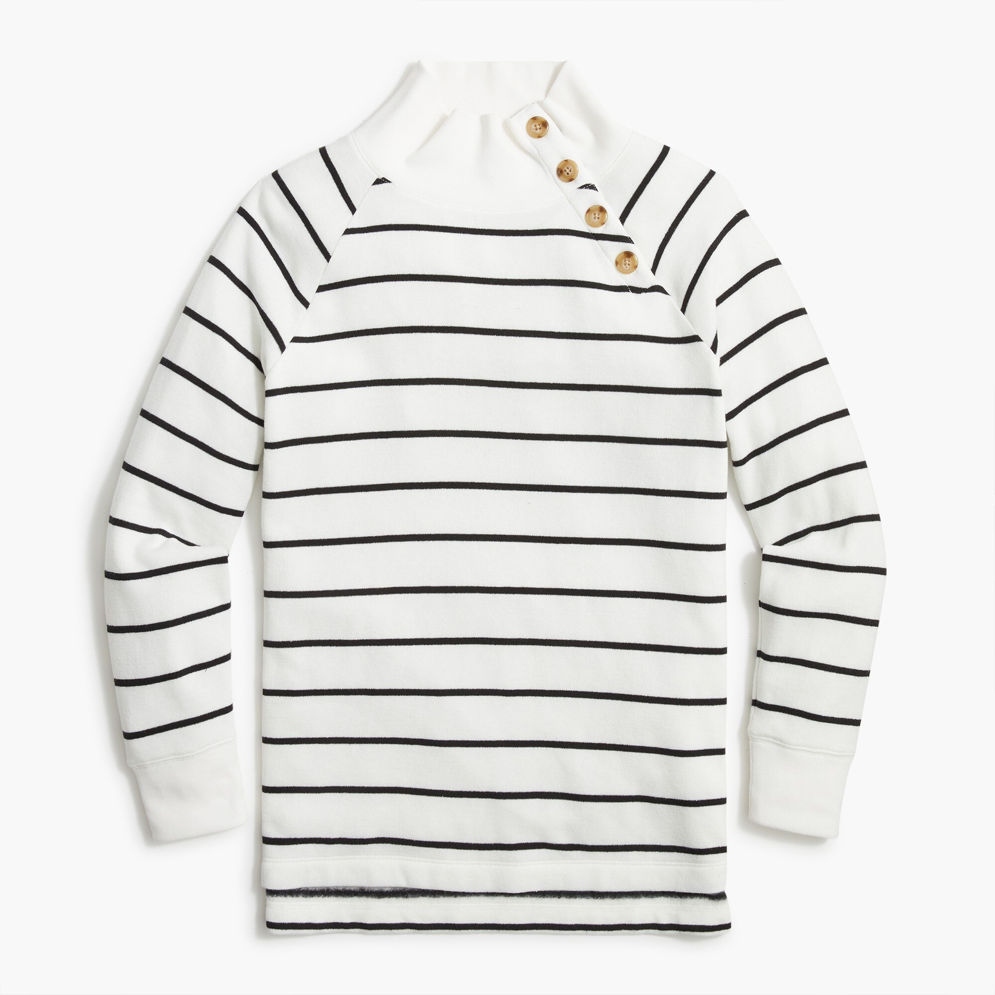 striped wide button-collar tunic in cloudspun fleece for women