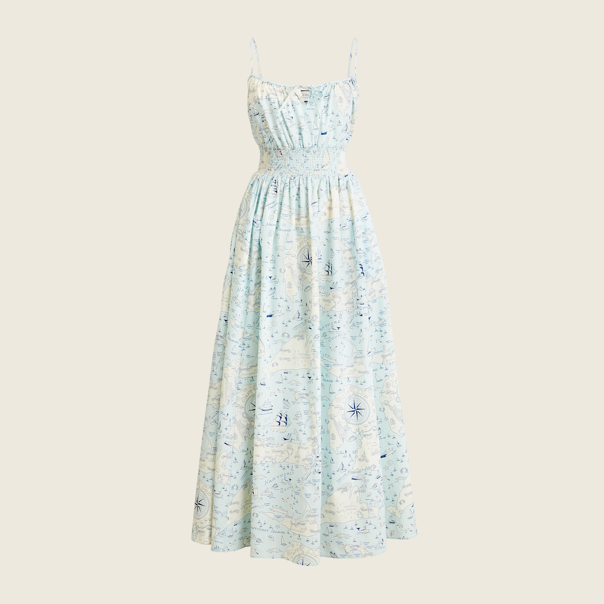 Smocked-waist dress in Ratti® compass print