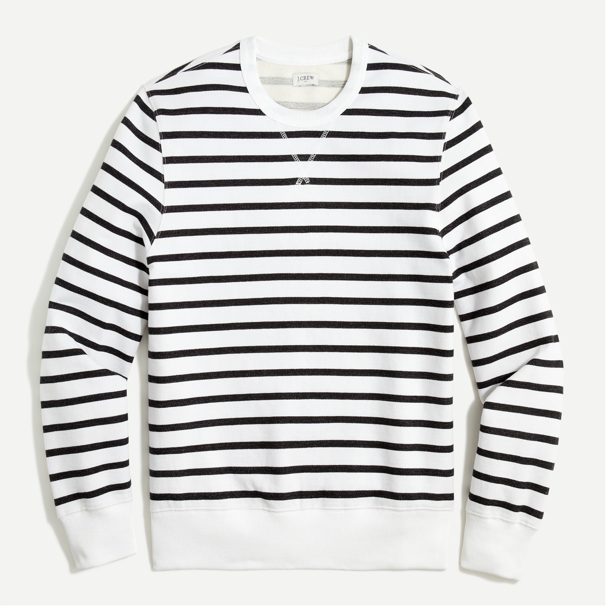 striped terry crewneck tee for men