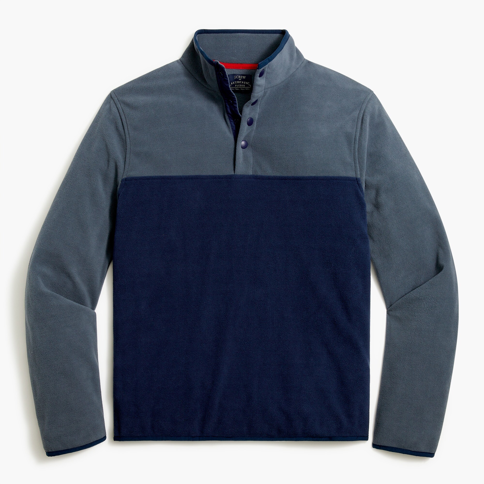 button mockneck microfleece pullover for men