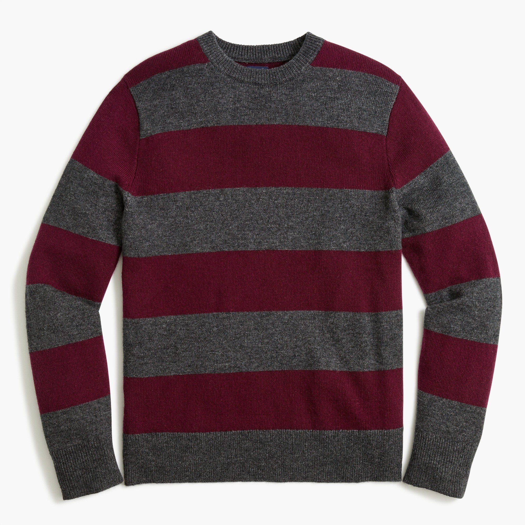 lambswool-blend rugby stripe crewneck sweater for men