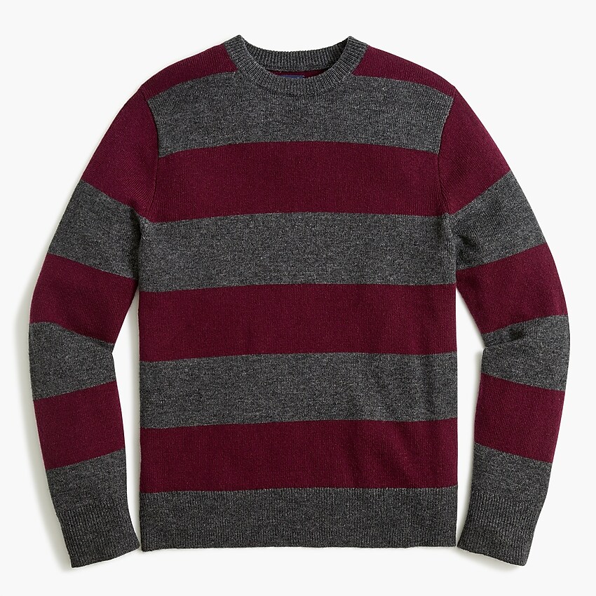 factory: lambswool-blend rugby stripe crewneck sweater for men, right side, view zoomed