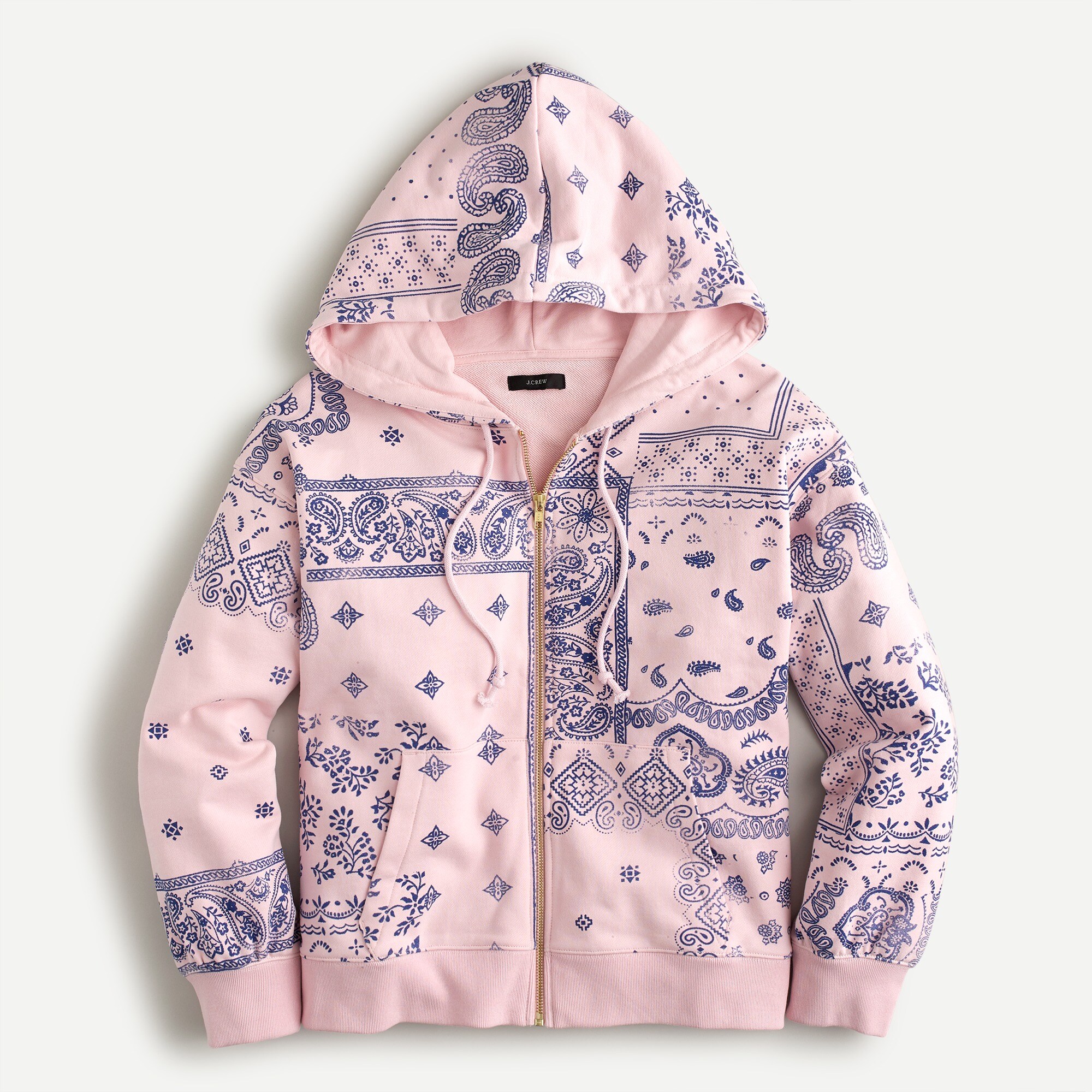 J.Crew: University Terry Zip-up Hoodie In Patchwork Paisley