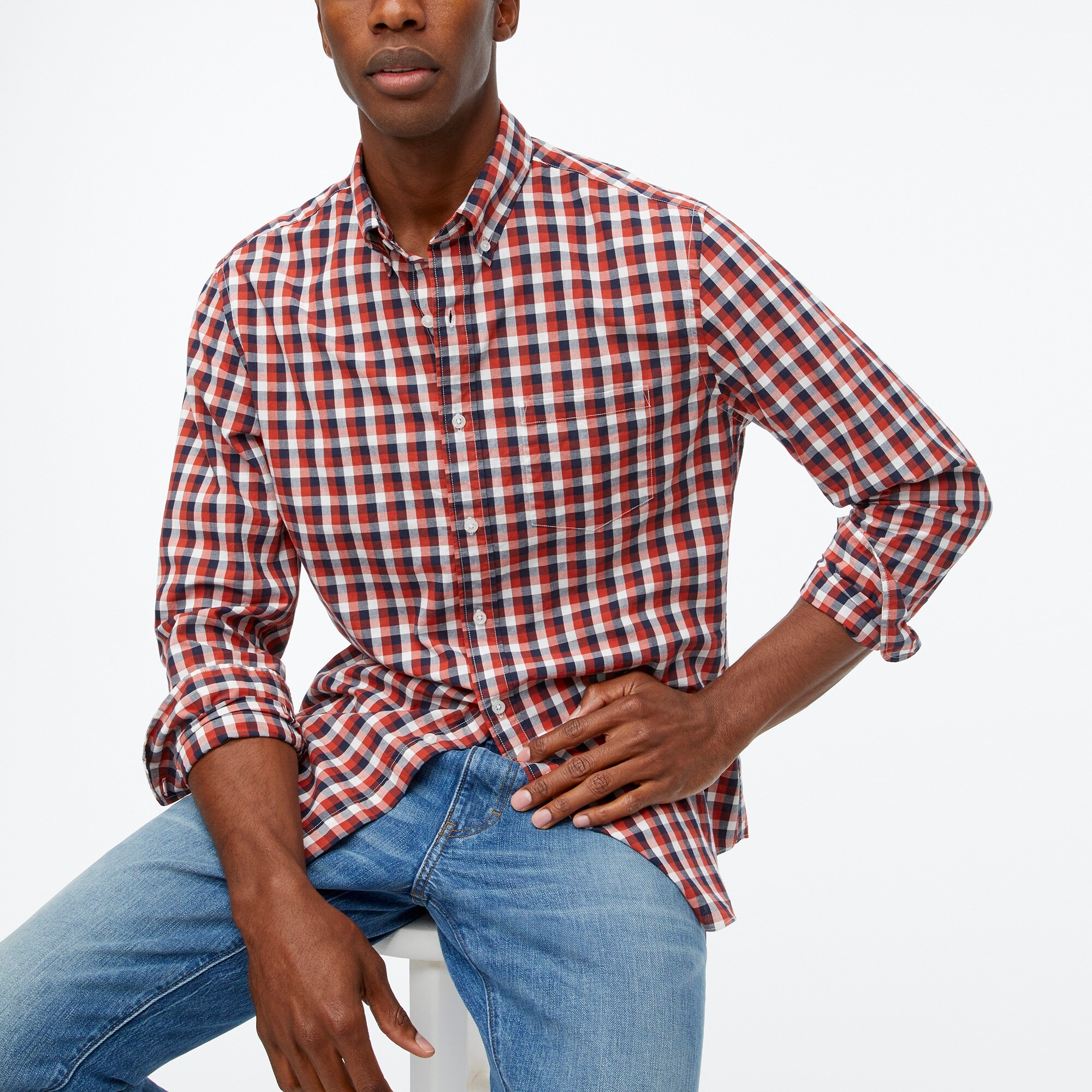 gingham flex casual shirt for men