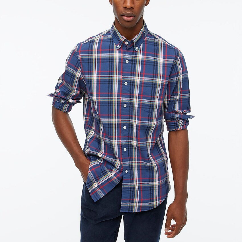factory: plaid flex casual shirt for men, right side, view zoomed