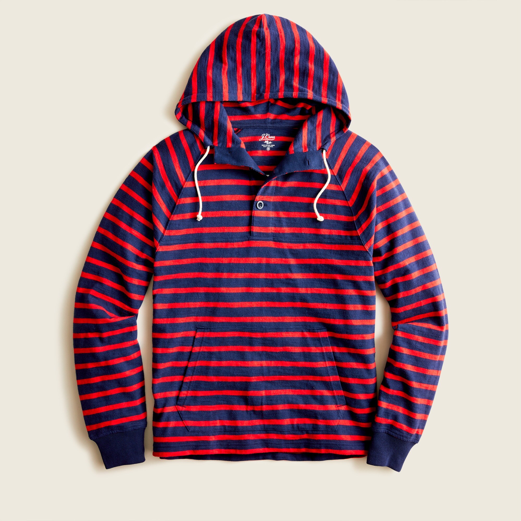 Heavyweight slub cotton anorak hoodie in stripe