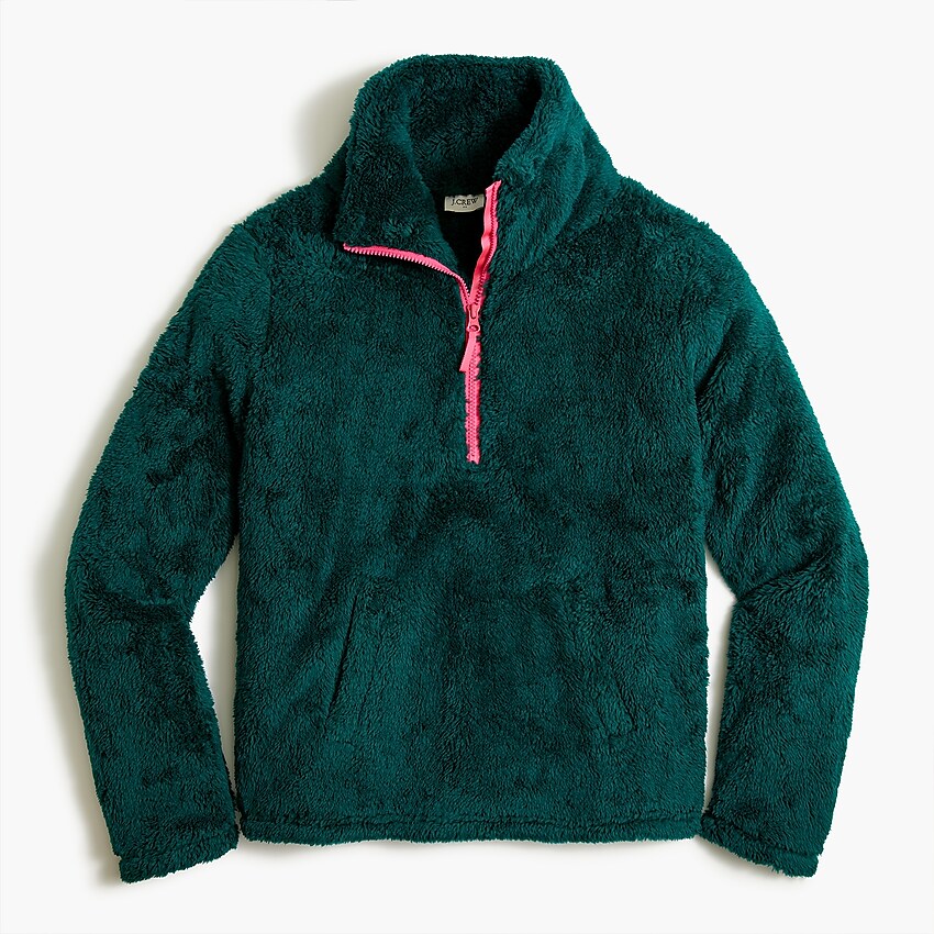 factory: sherpa half-zip pullover for women, right side, view zoomed