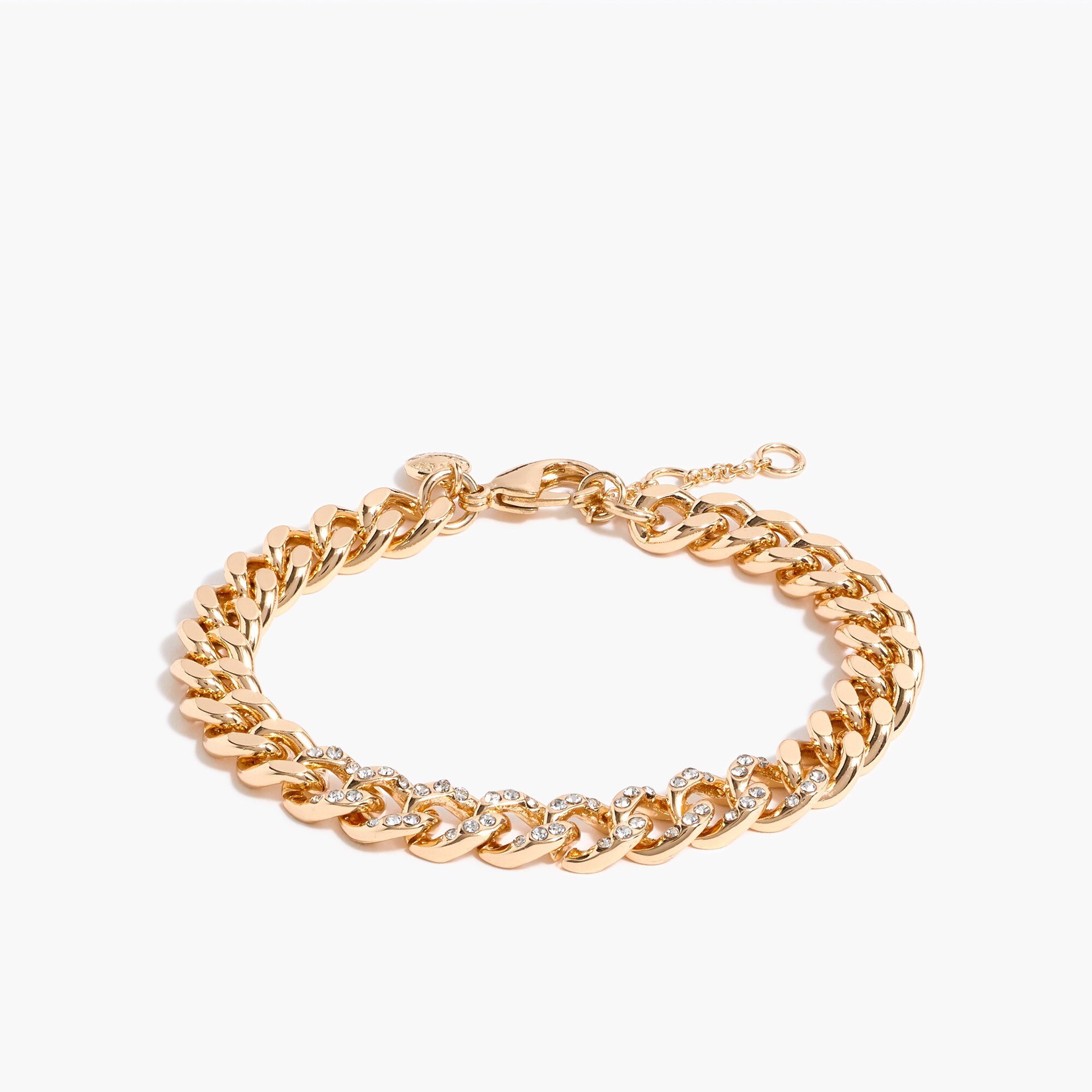 Mixed pavé crystal and gold curb link bracelet