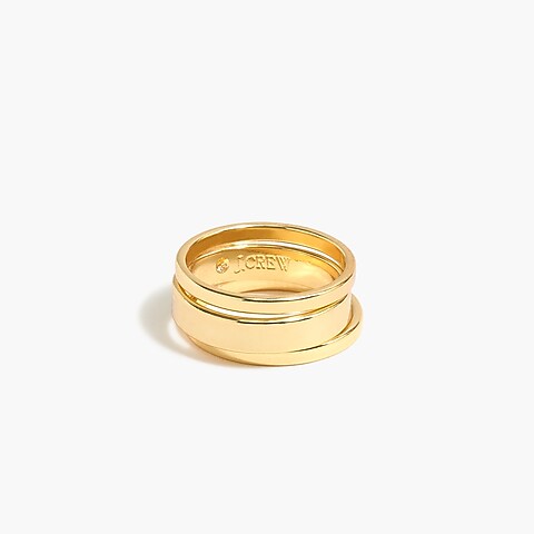  Gold flat rings set-of-three