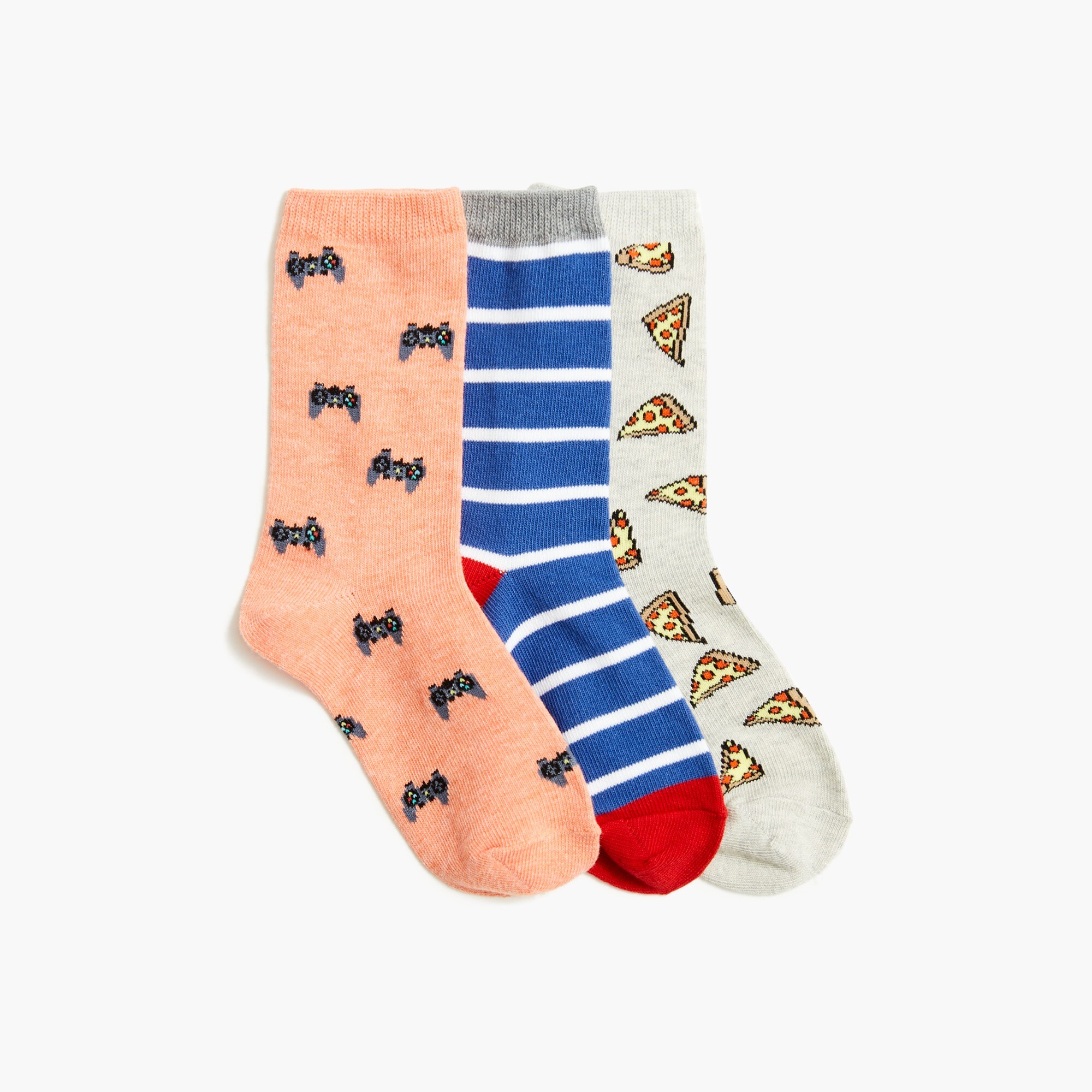 Kids' pizza and video game trouser socks