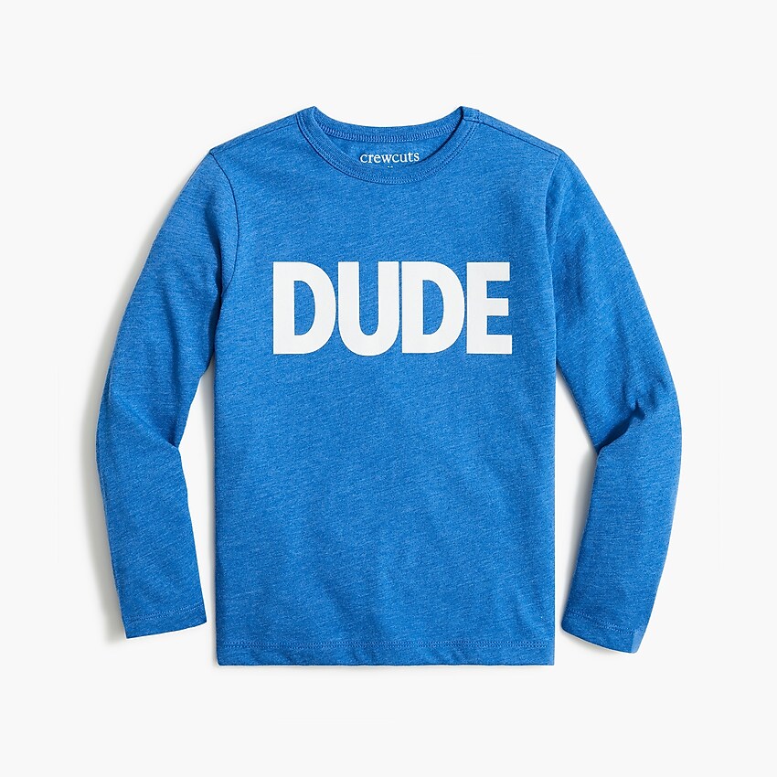 factory: boys' long-sleeve "dude" graphic tee for boys, right side, view zoomed