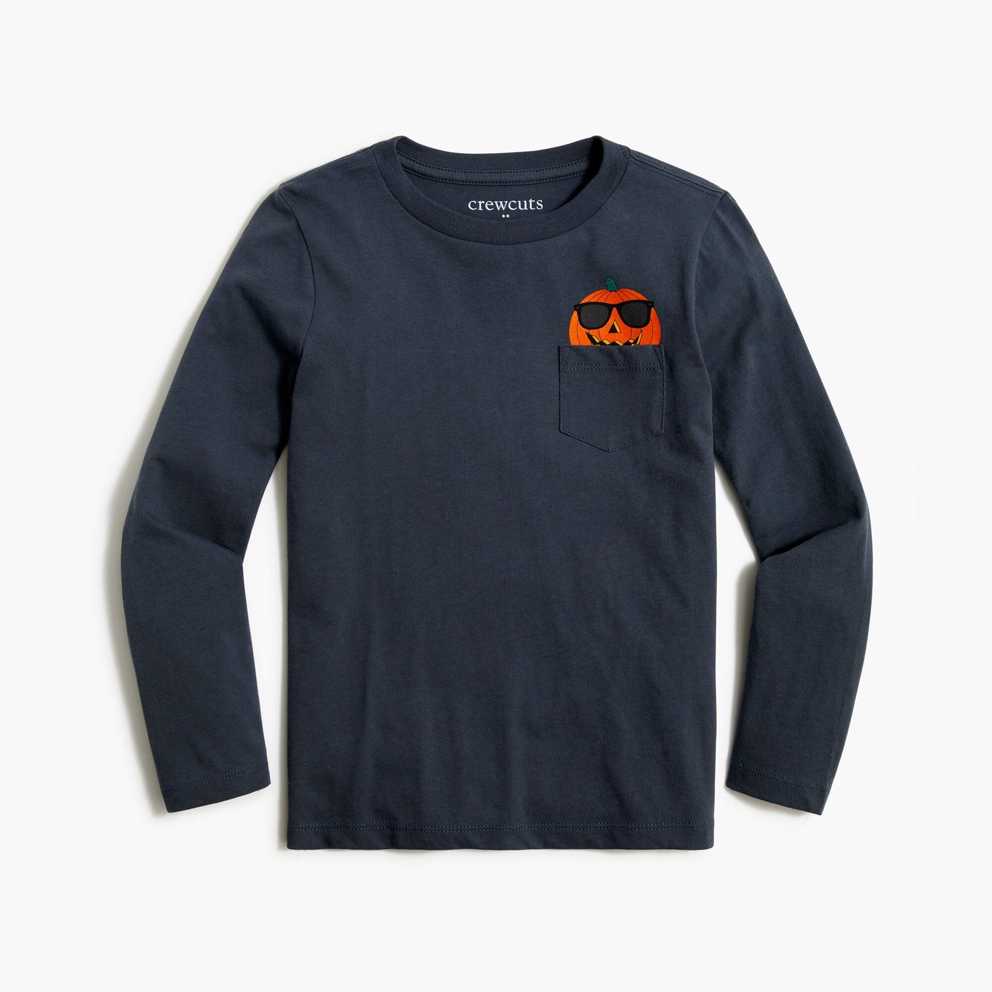 boys' long-sleeve pumpkin pocket graphic tee for boys