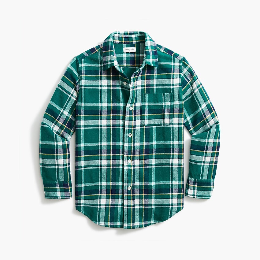 factory: kids' plaid flannel shirt for boys, right side, view zoomed