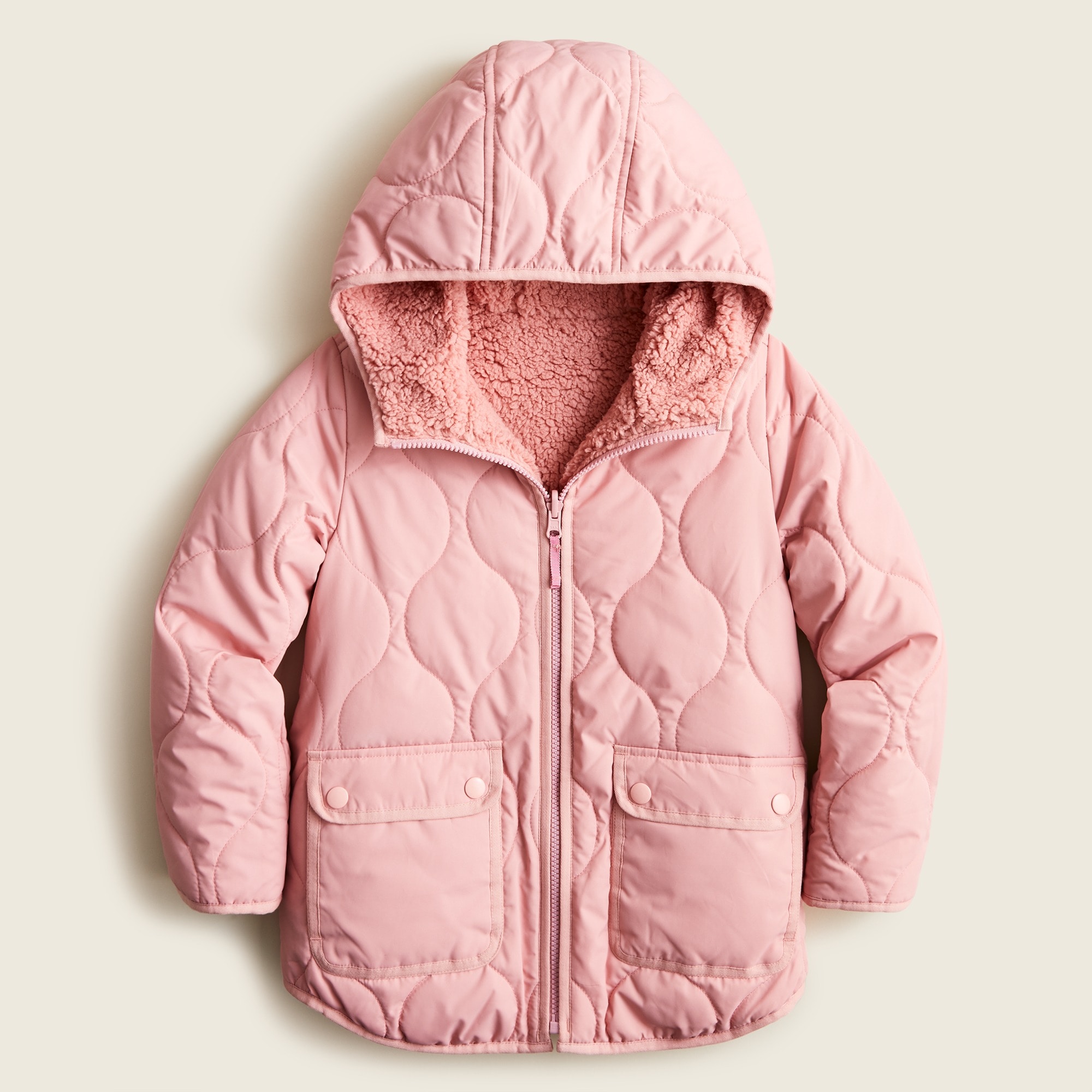 제이크루 걸즈 푸퍼 자켓 J.Crew Girls reversible quilted jacket with eco-friendly PrimaLoft,SWEET ROSE