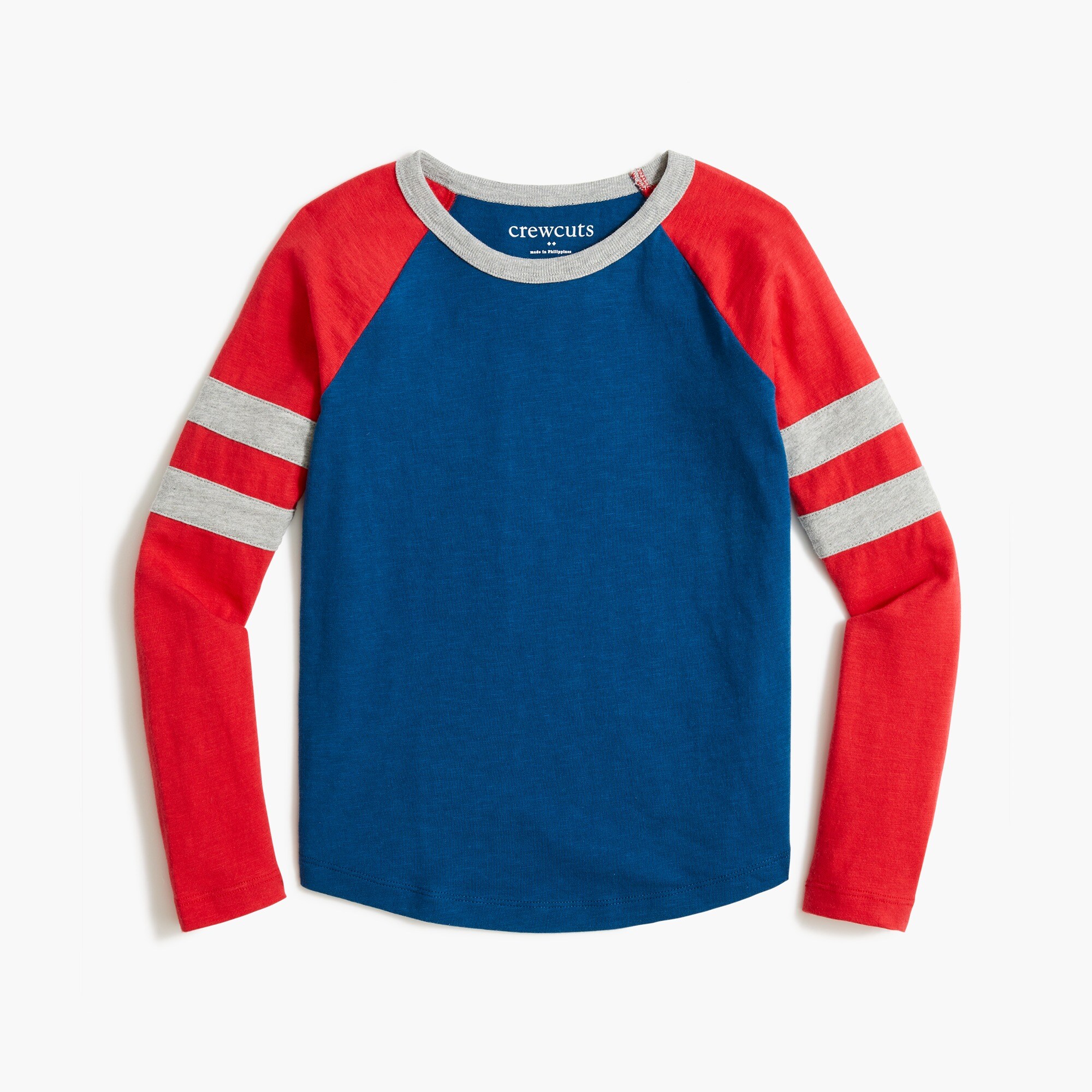Boys' long-sleeve striped baseball tee