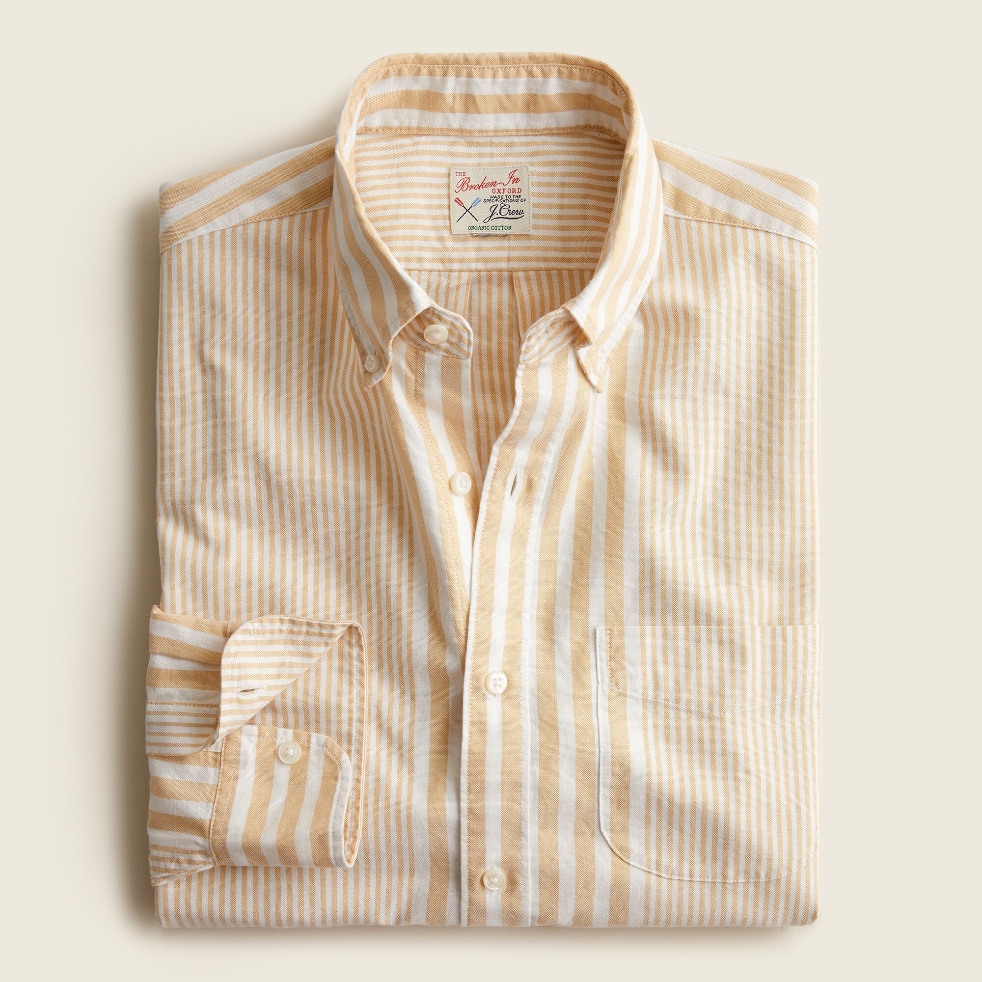 Broken-in organic cotton oxford shirt in stripe
