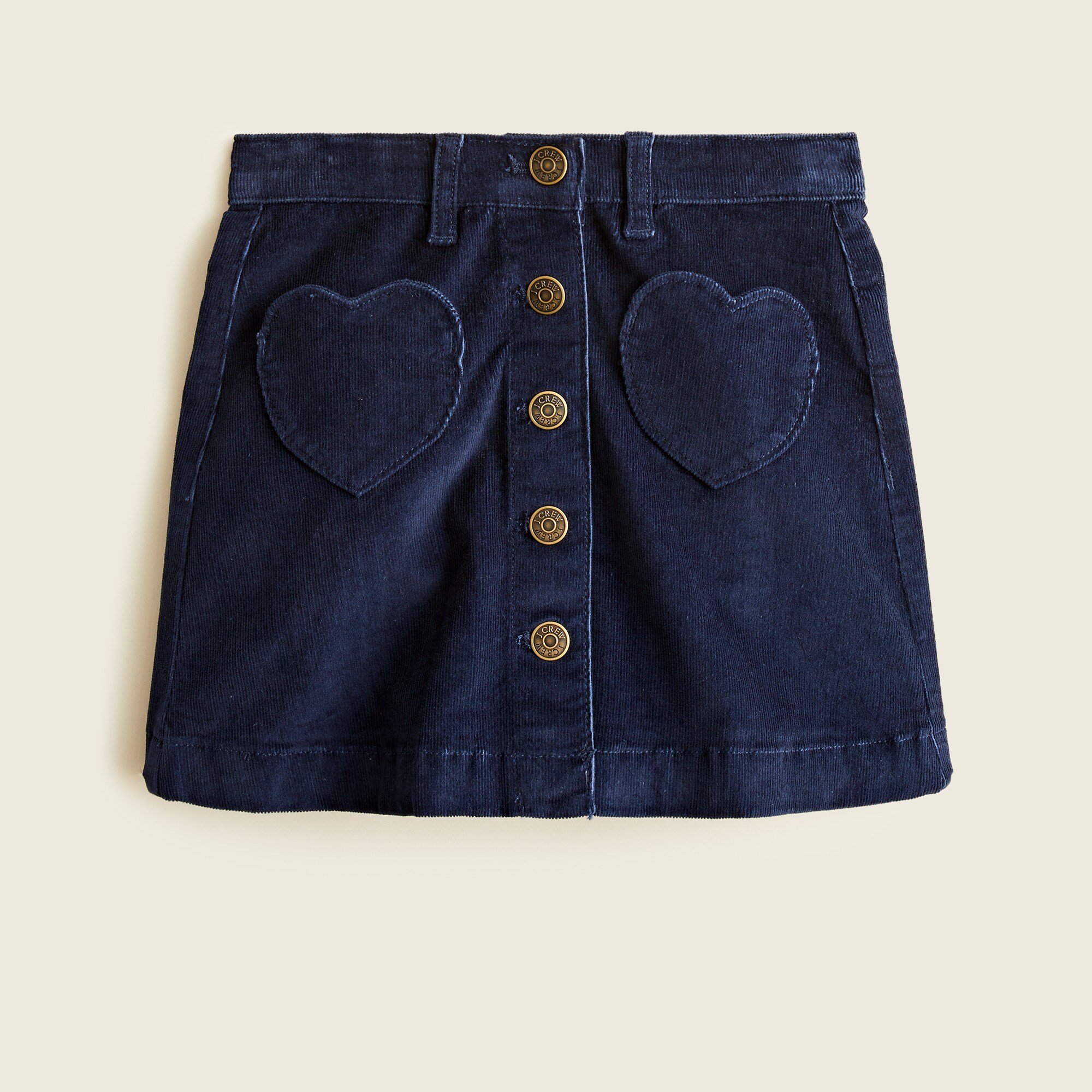 Girls' corduroy heart-pocket skirt