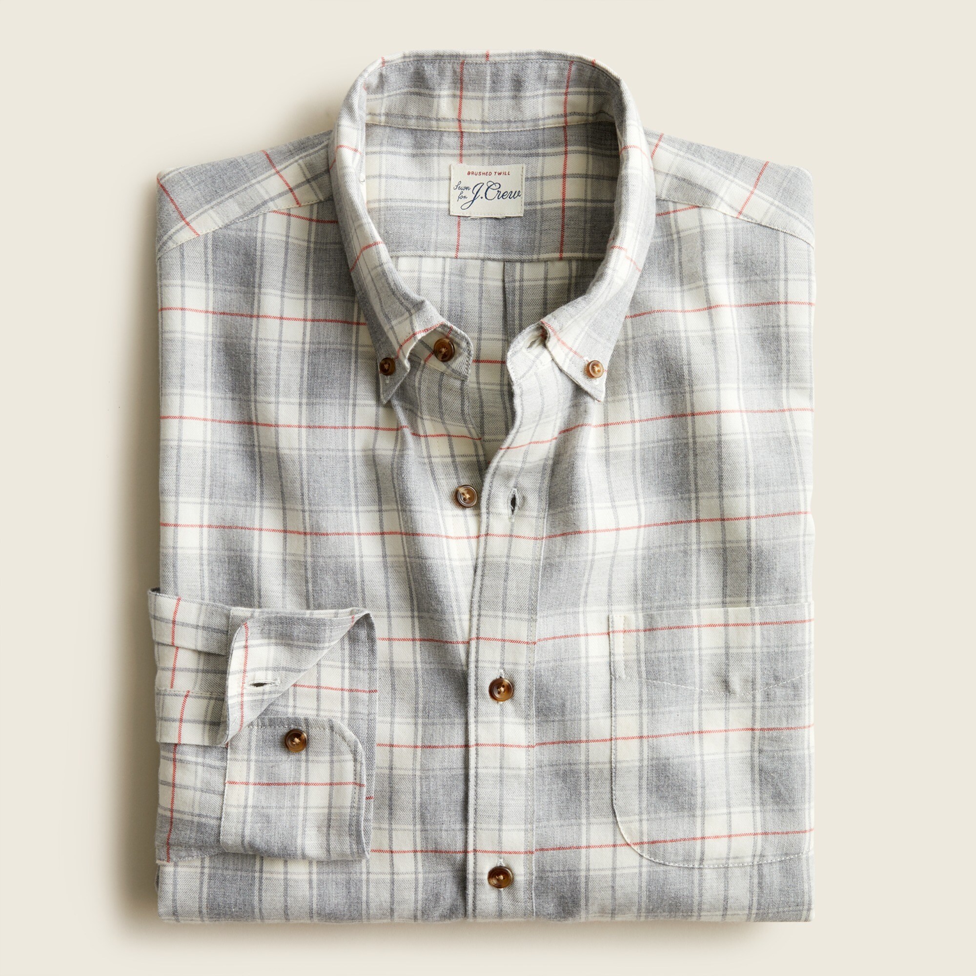 Brushed Twill Shirt In Plaid For Men | J.Crew