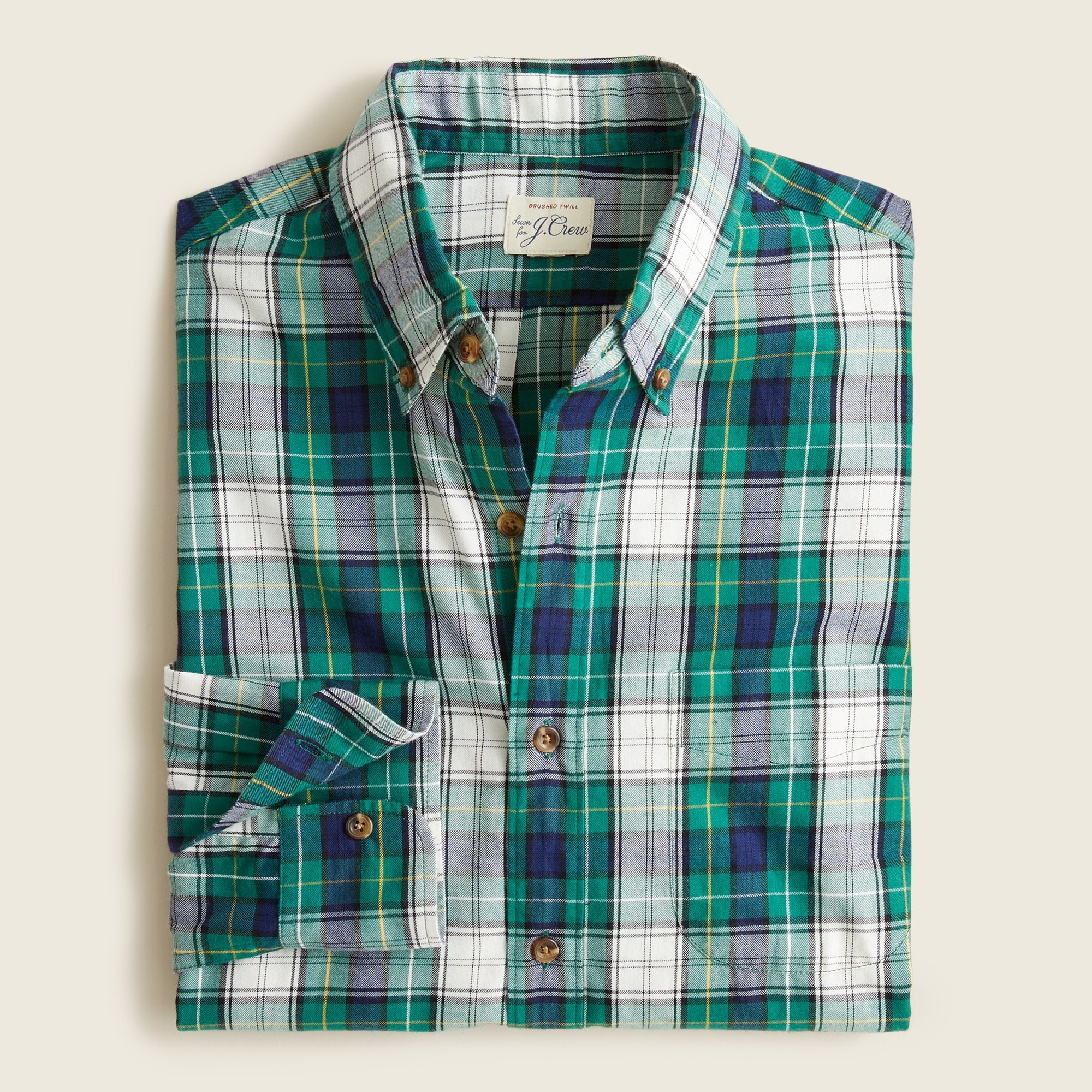Brushed Twill Shirt In Plaid For Men | J.Crew