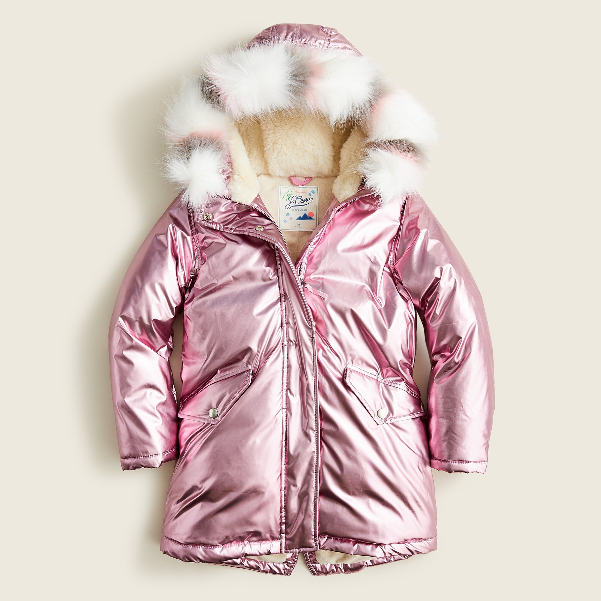 Girls' metallic fishtail parka with eco-friendly PrimaLoft®