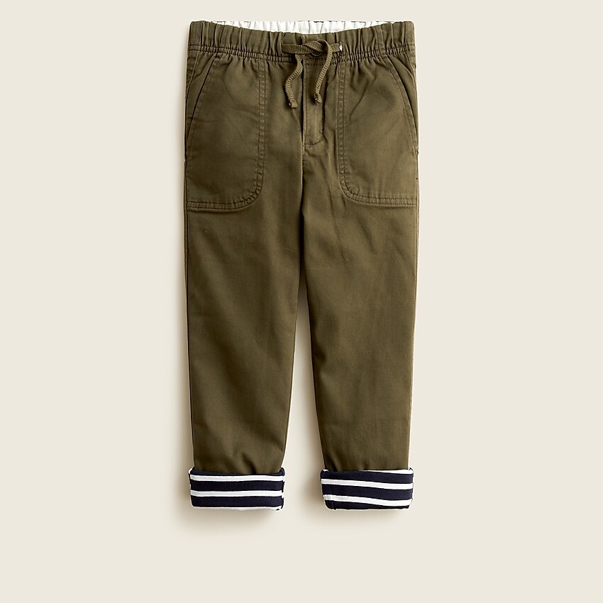 j.crew: boys' lined chino dock pant for boys, right side, view zoomed