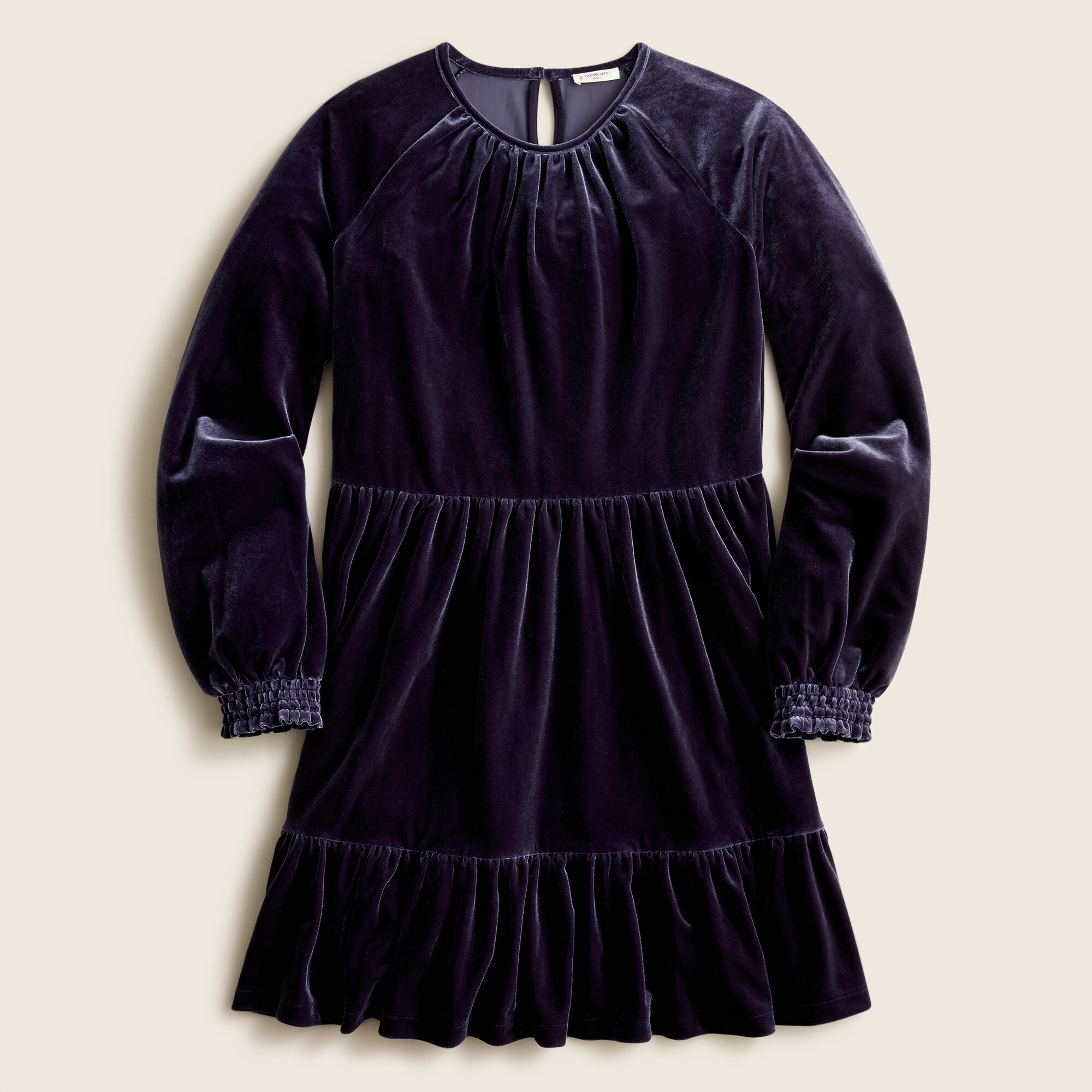 J.Crew Girls Tiered Velvet Dress For Girls