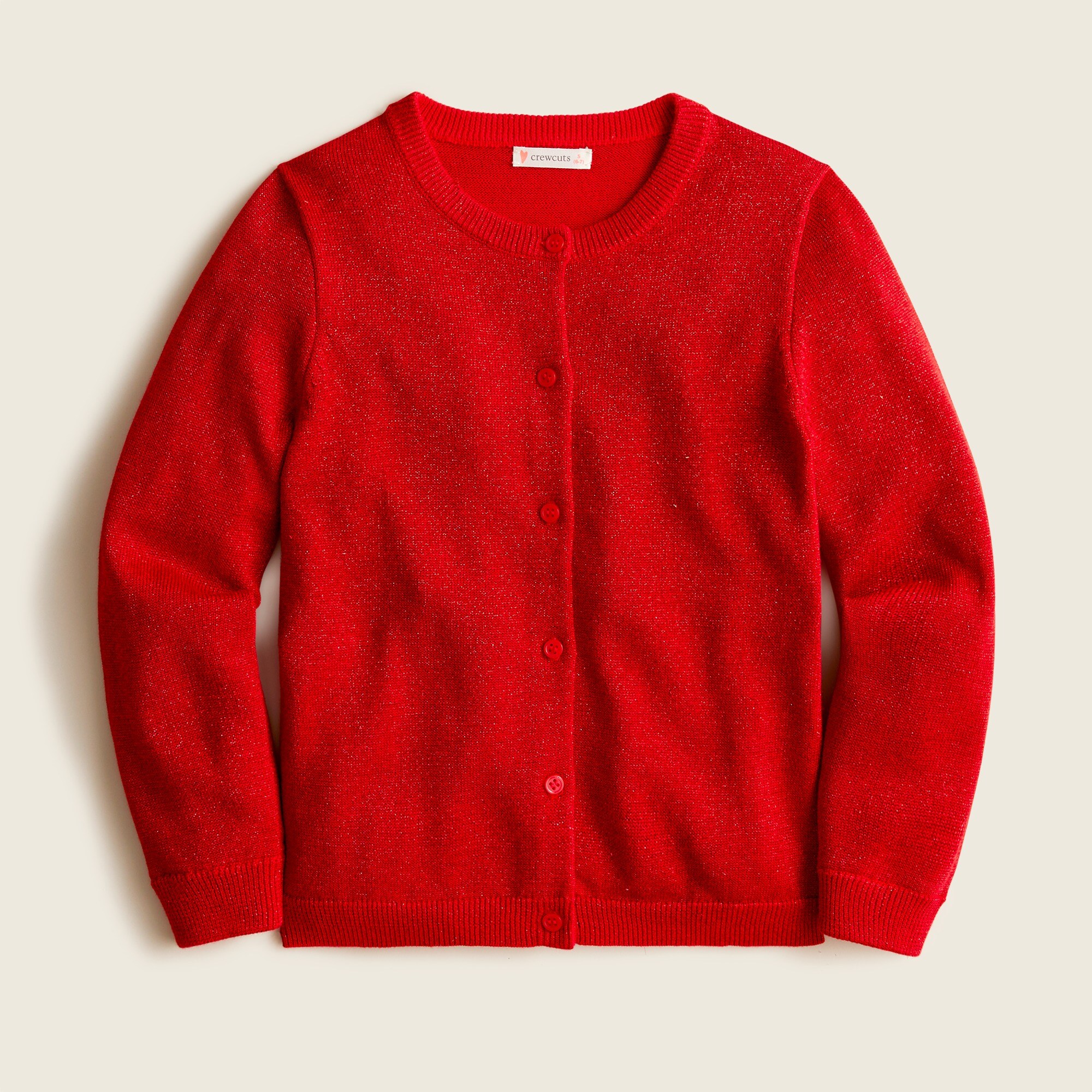 제이크루 걸즈 가디건 J.Crew Girls Casey metallic cardigan sweater,CLASSIC RED